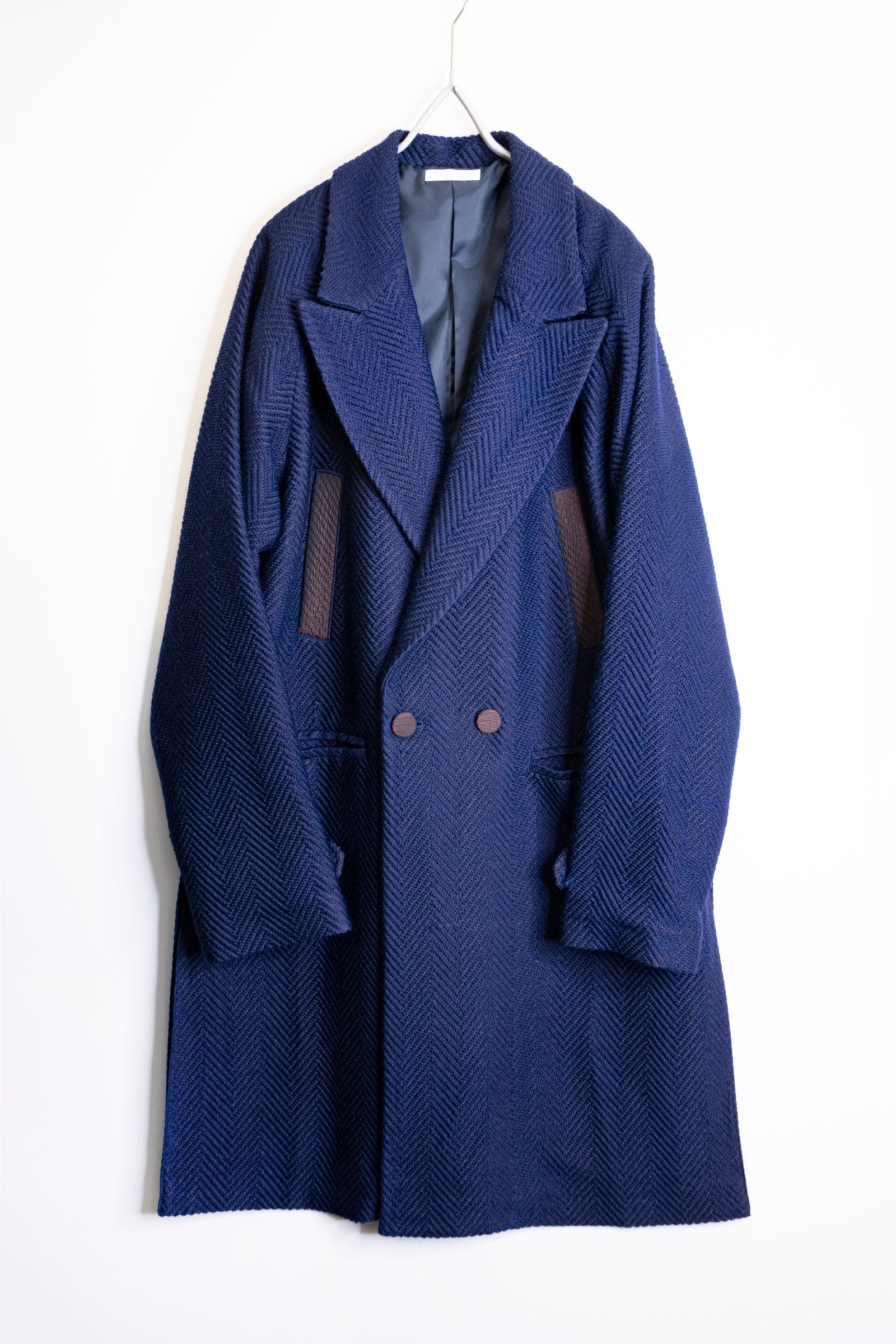 Wool Herringbone Chester Coat / ウールヘリンボーンチェスターコート - ROYAL BLUE