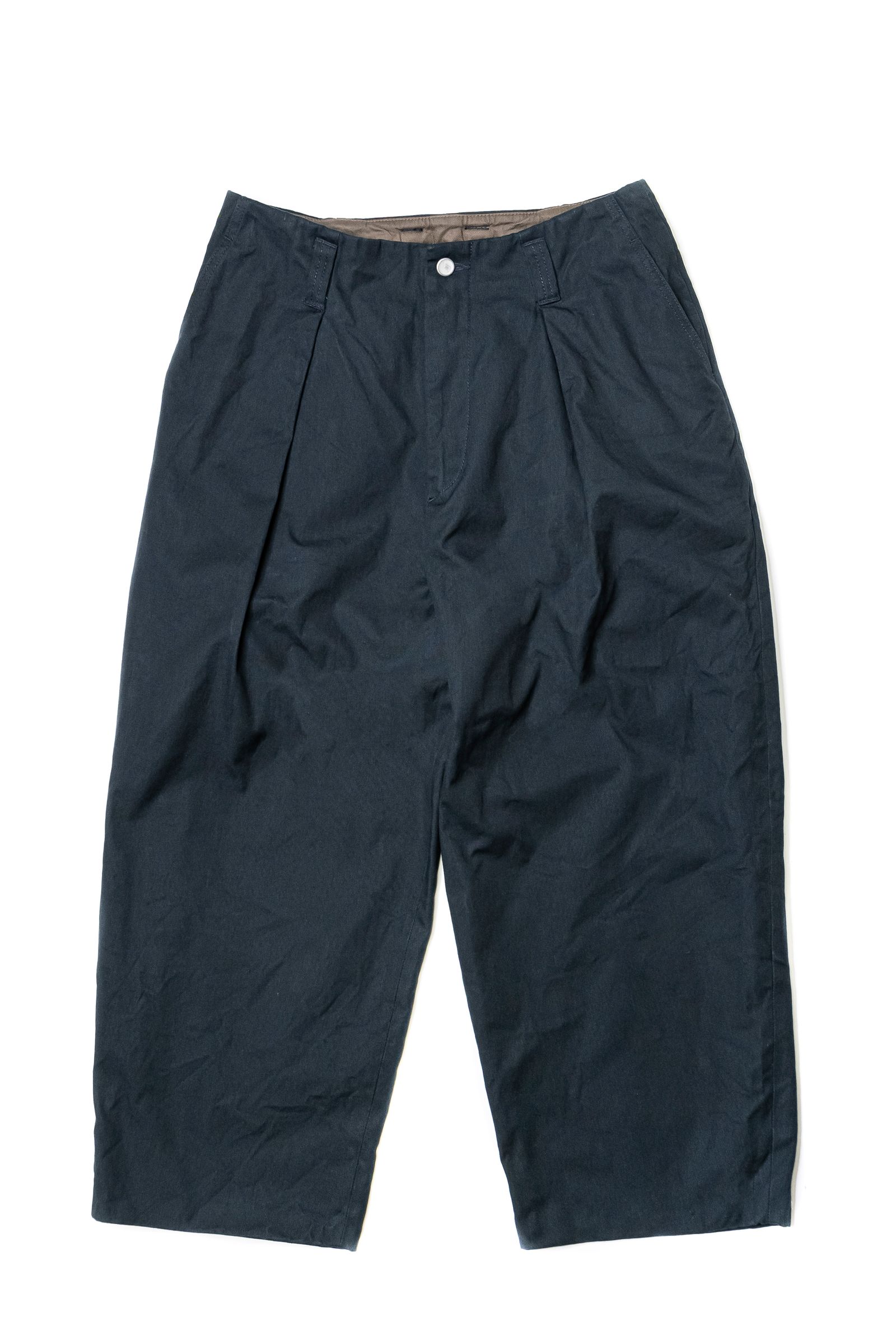 roundabout - Double Canvas Deep Tuck Pants / Dark Green