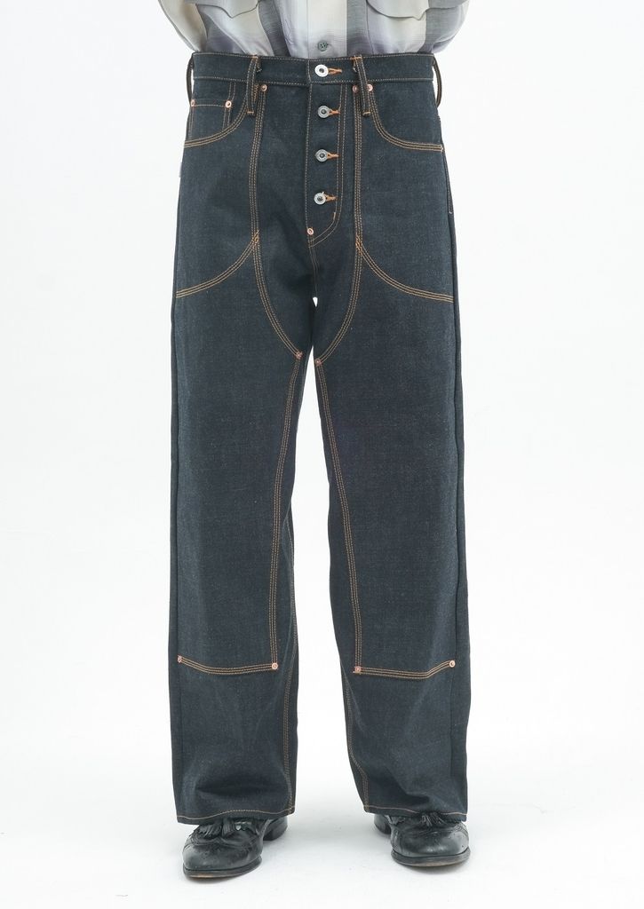 CLASSIC DOUBLE KNEE DENIM PANTS / RIGID INDIGO