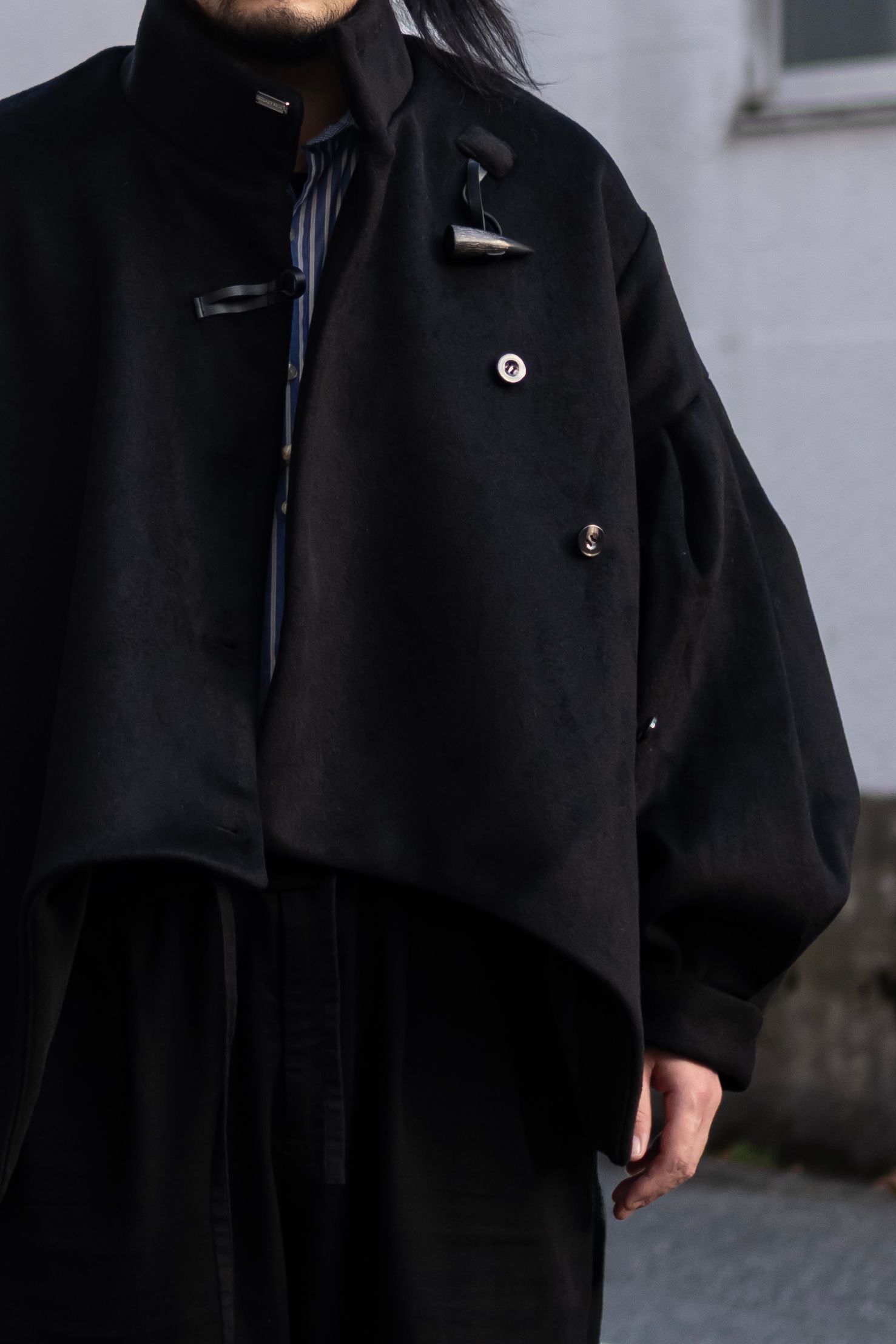 Bias Cut Short Duffle Coat / Black