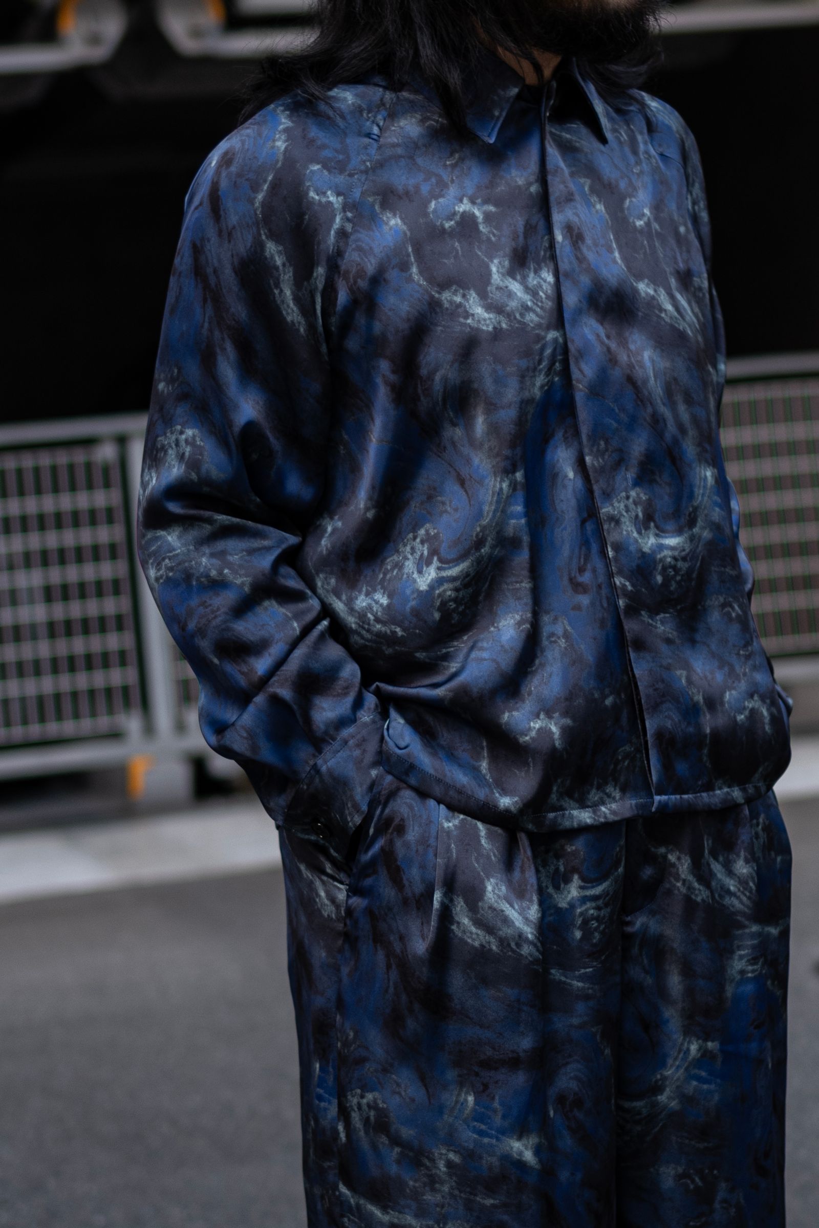 ABSTRACT STONE SHORT JACKET / NAVY
