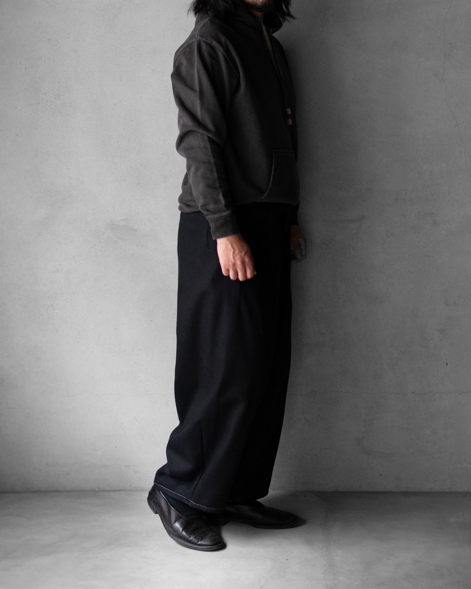 “WOOL CASHMERE”WIDE CEREMONY “MC” TROUSERS / Black