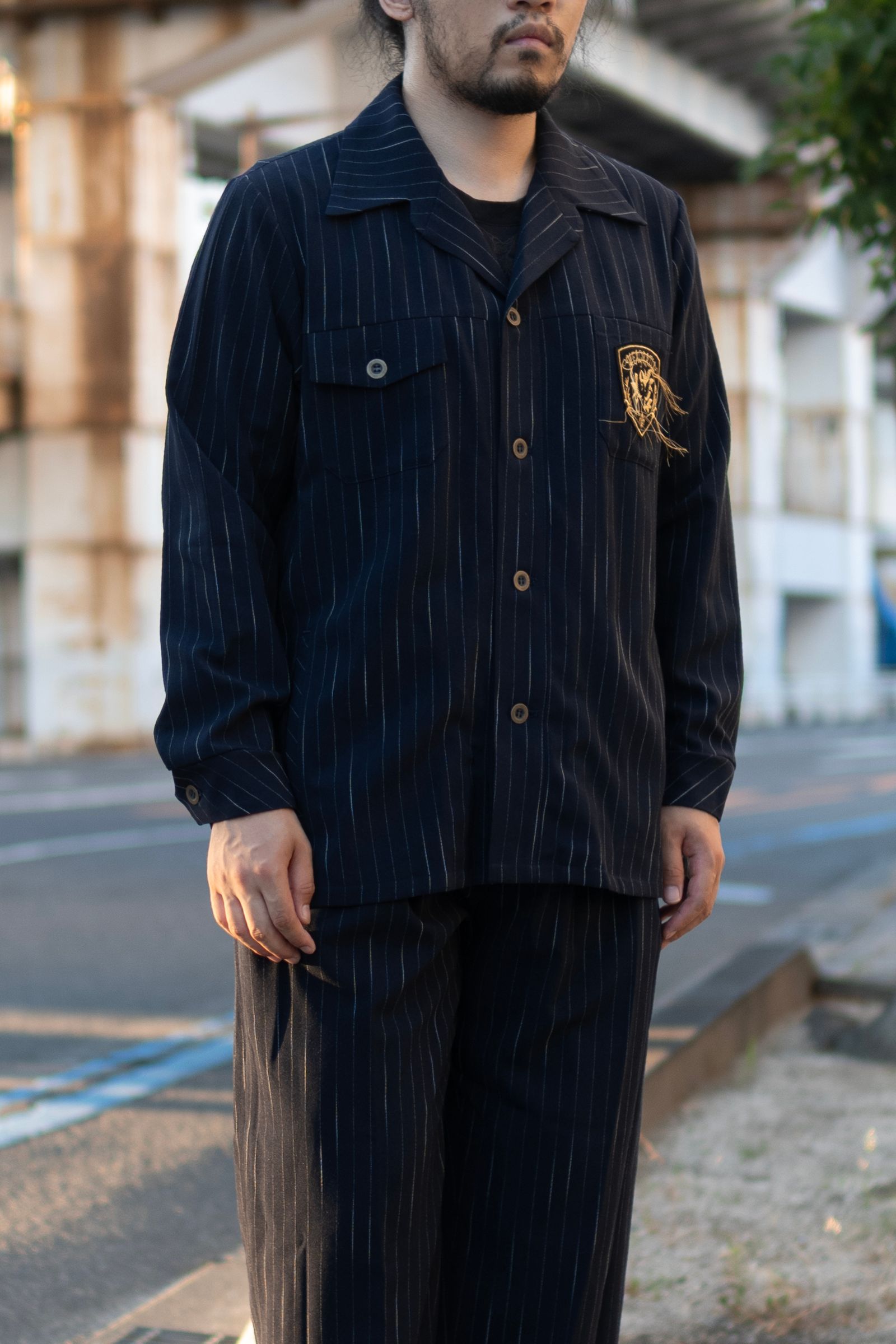 Worsted striped SH / nvy