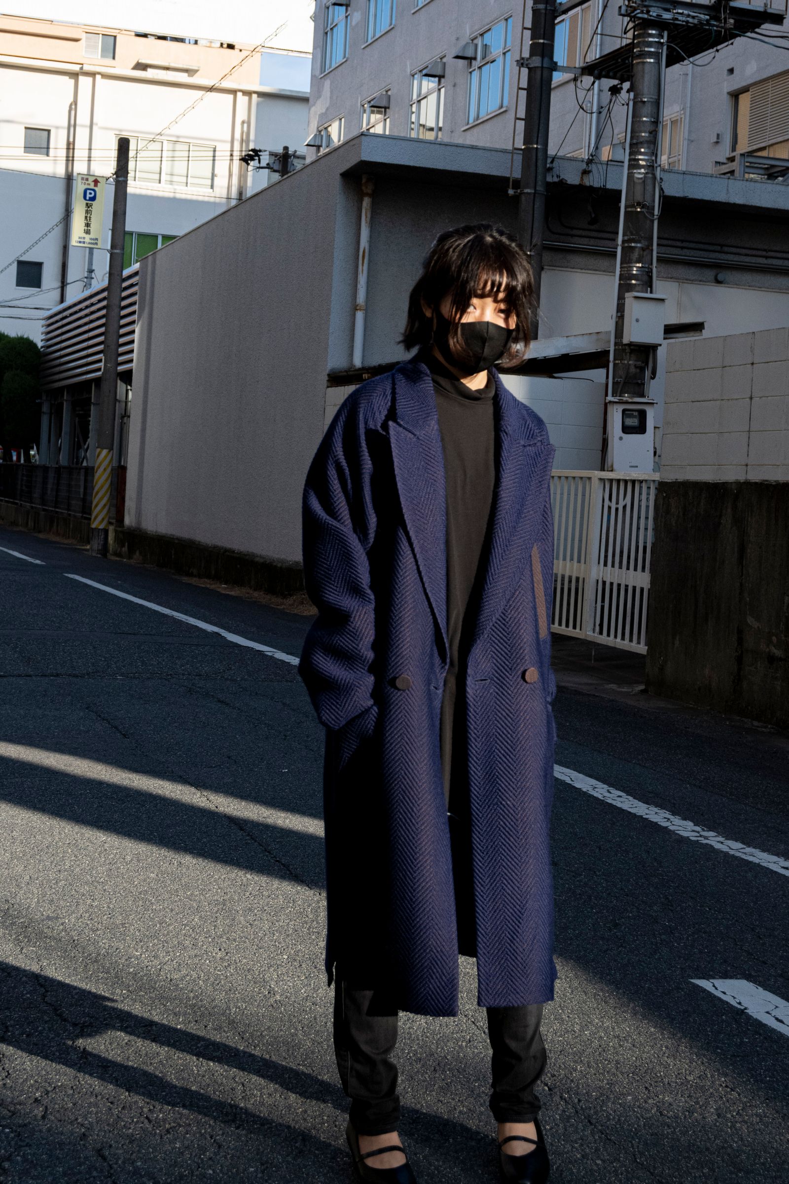Wool Herringbone Chester Coat / ウールヘリンボーンチェスターコート - ROYAL BLUE