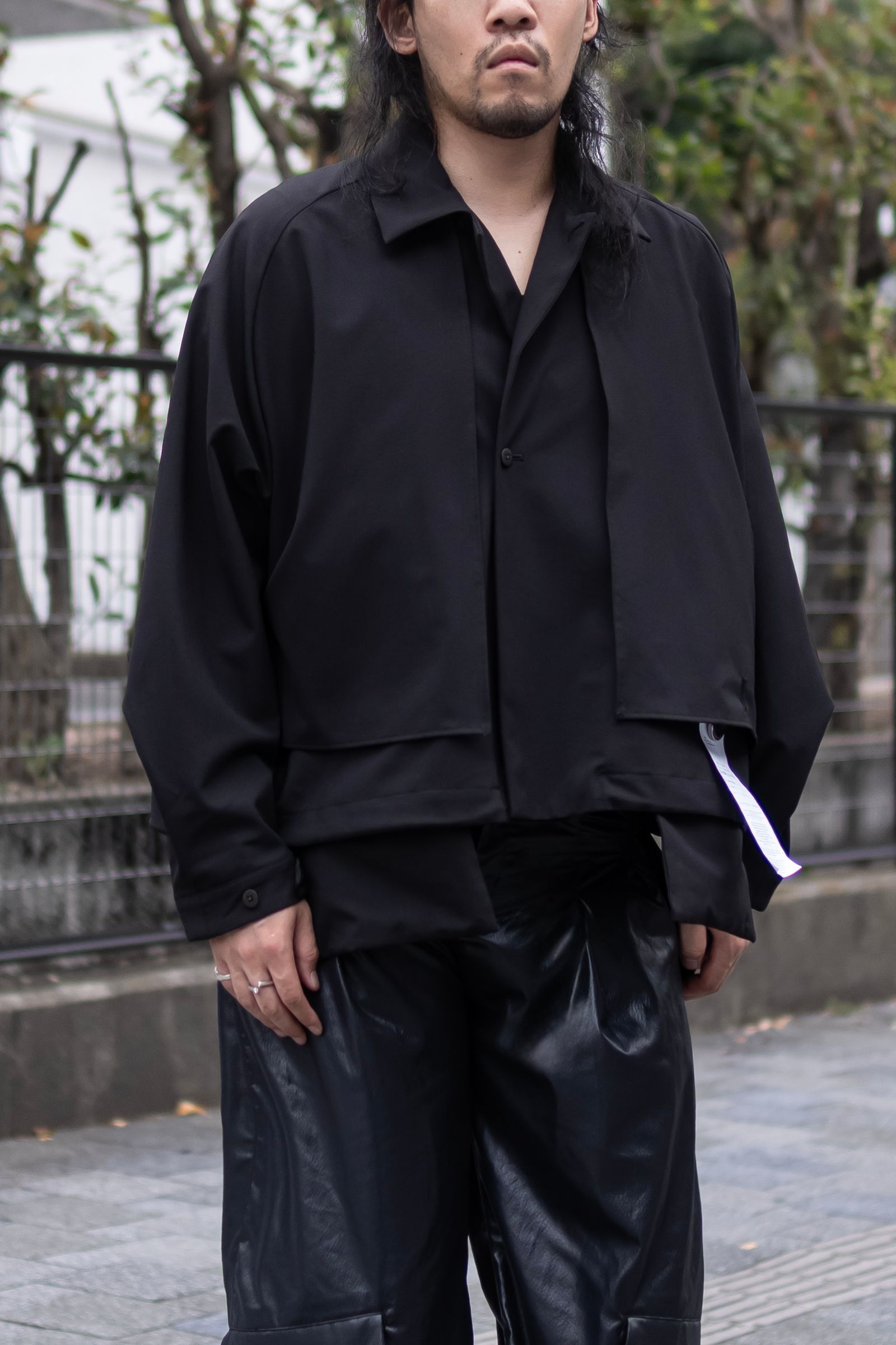 "3LAYER BONDING SUIT" Short trench functional jacket / BLACK