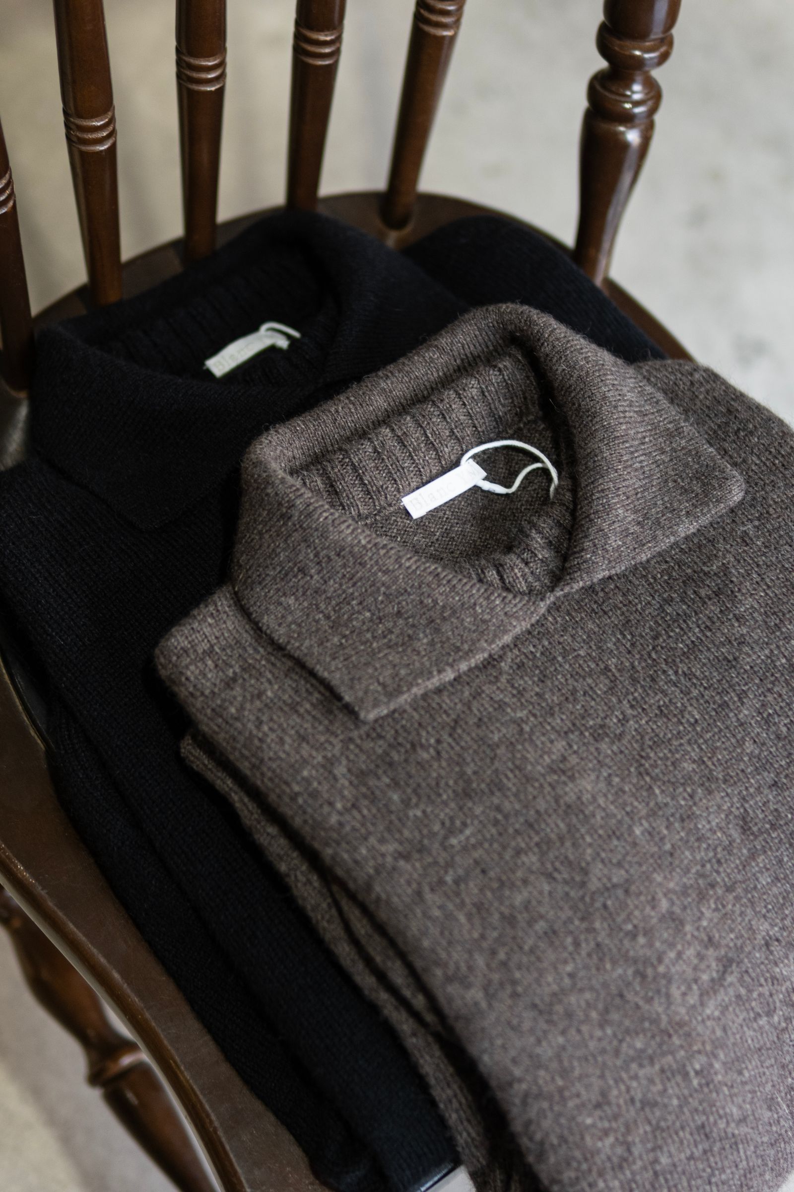 ALPACA POLO COLLAR KNIT SHIRT / BROWN