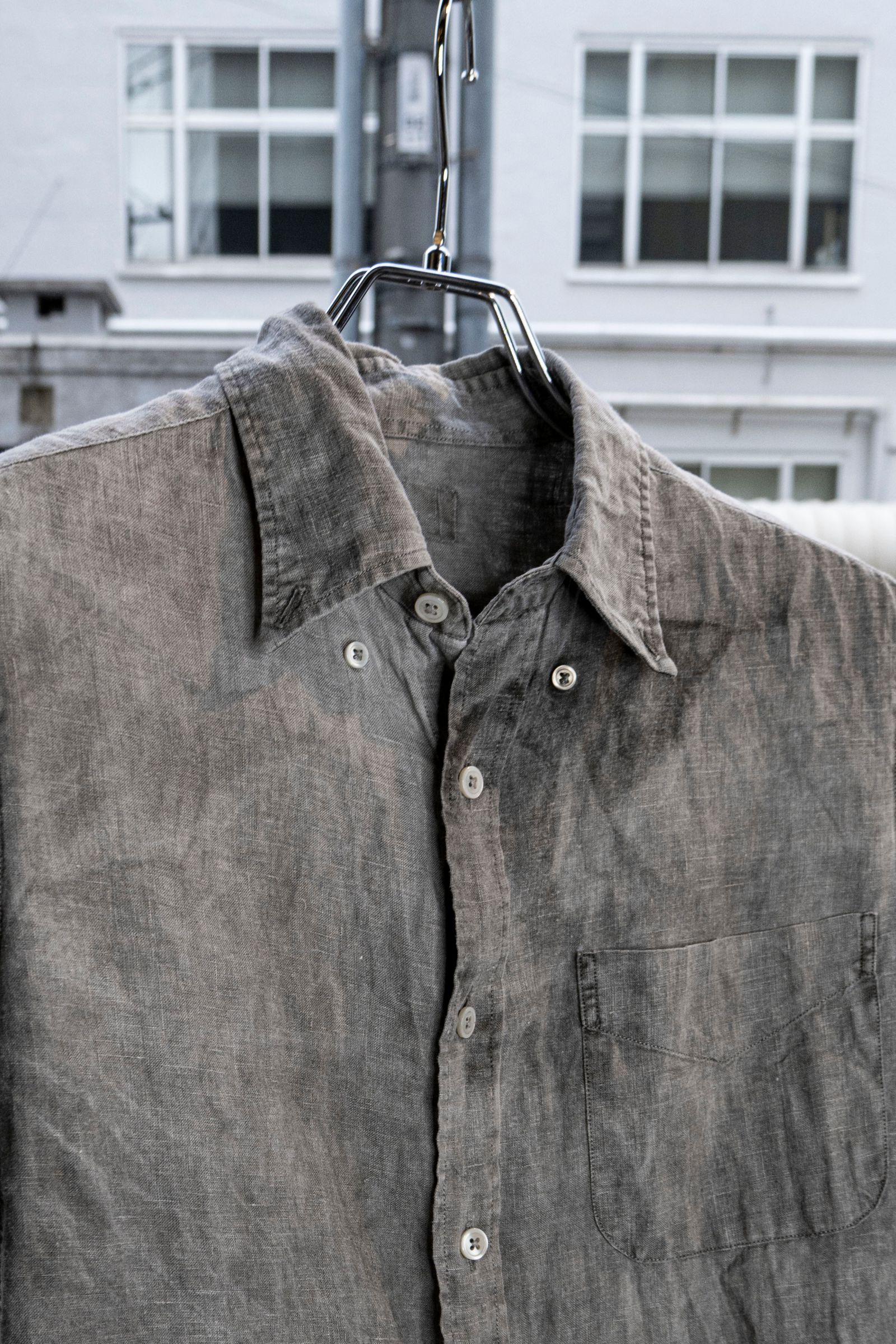 Remake "sumizome" Cutoff linen shirt