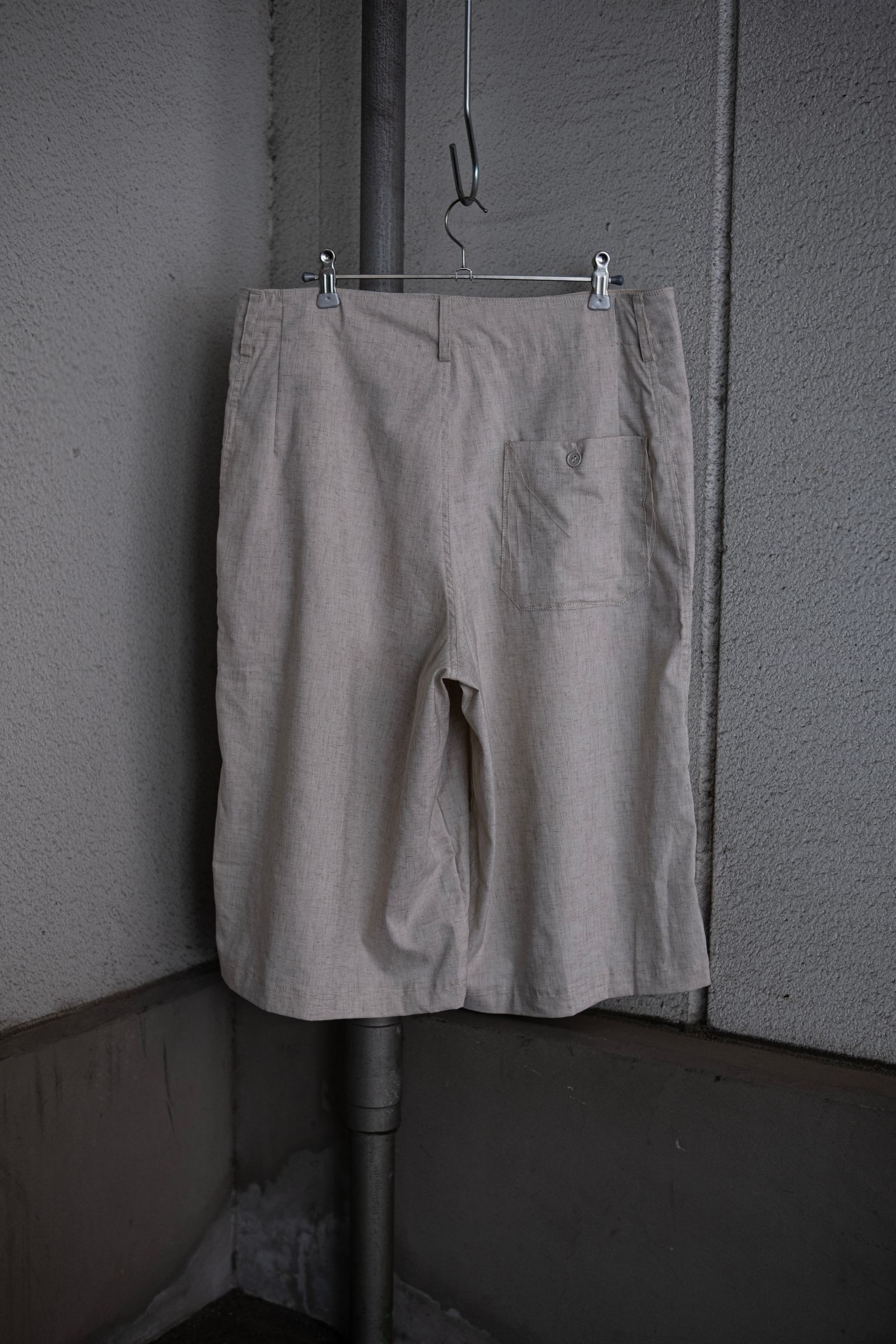 Polyester linen L Pocket Half Pants / kinari