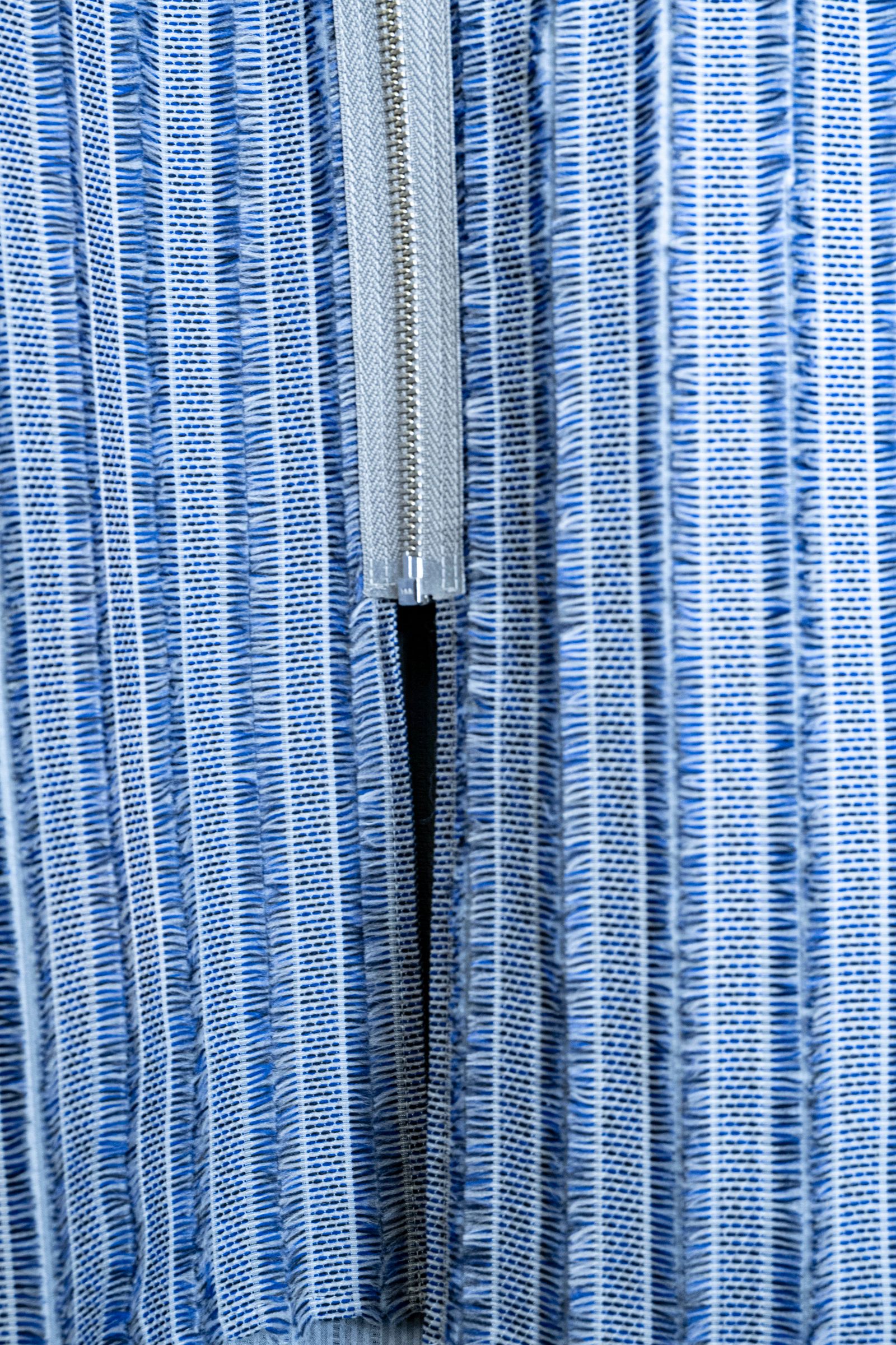 Quilted Striped Jacquard Shirt Blouson / 刺し子ストライプジャカードシャツブルゾン - GRAY BLUE