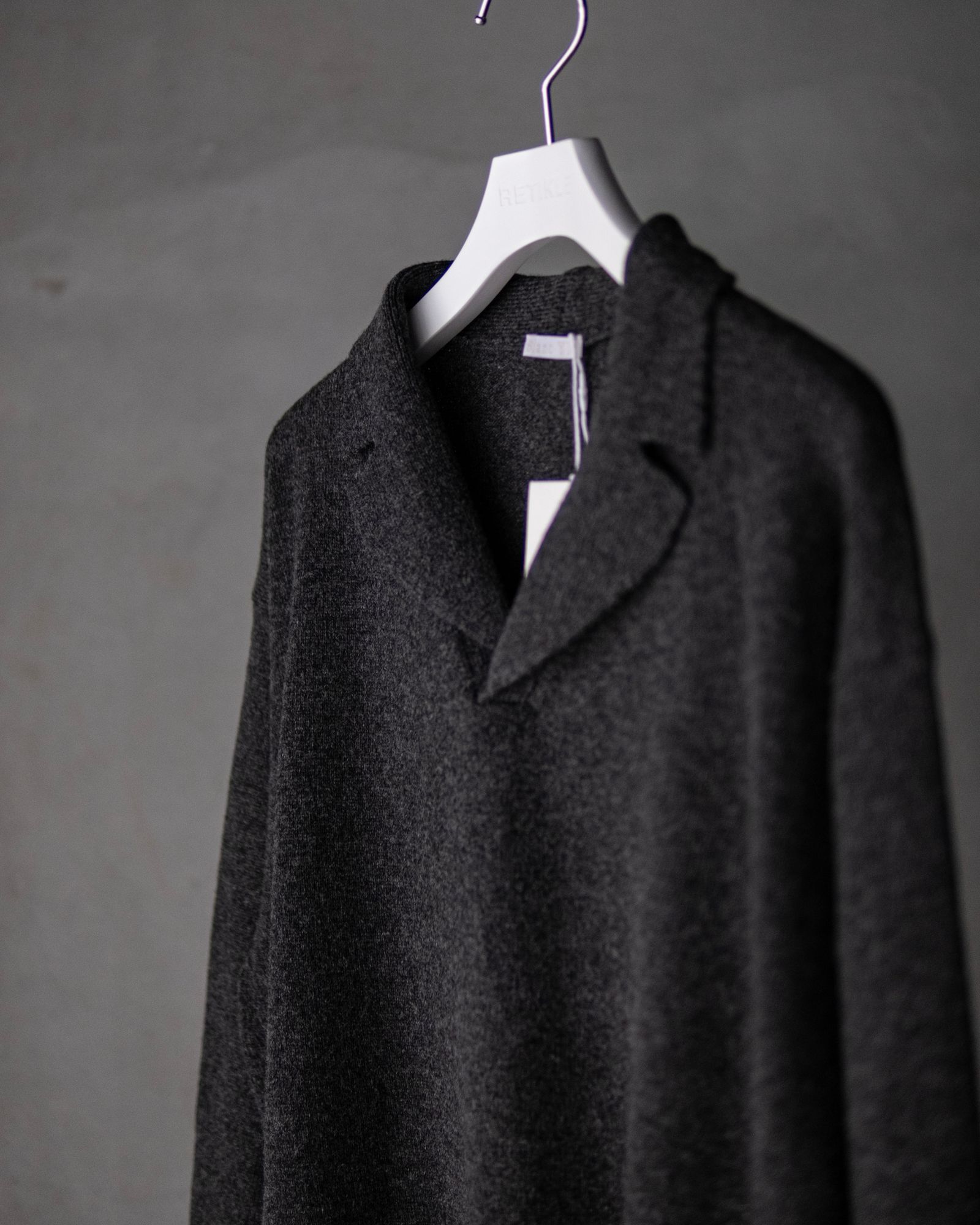 Wool Open Collar Knit Shirts / Gray