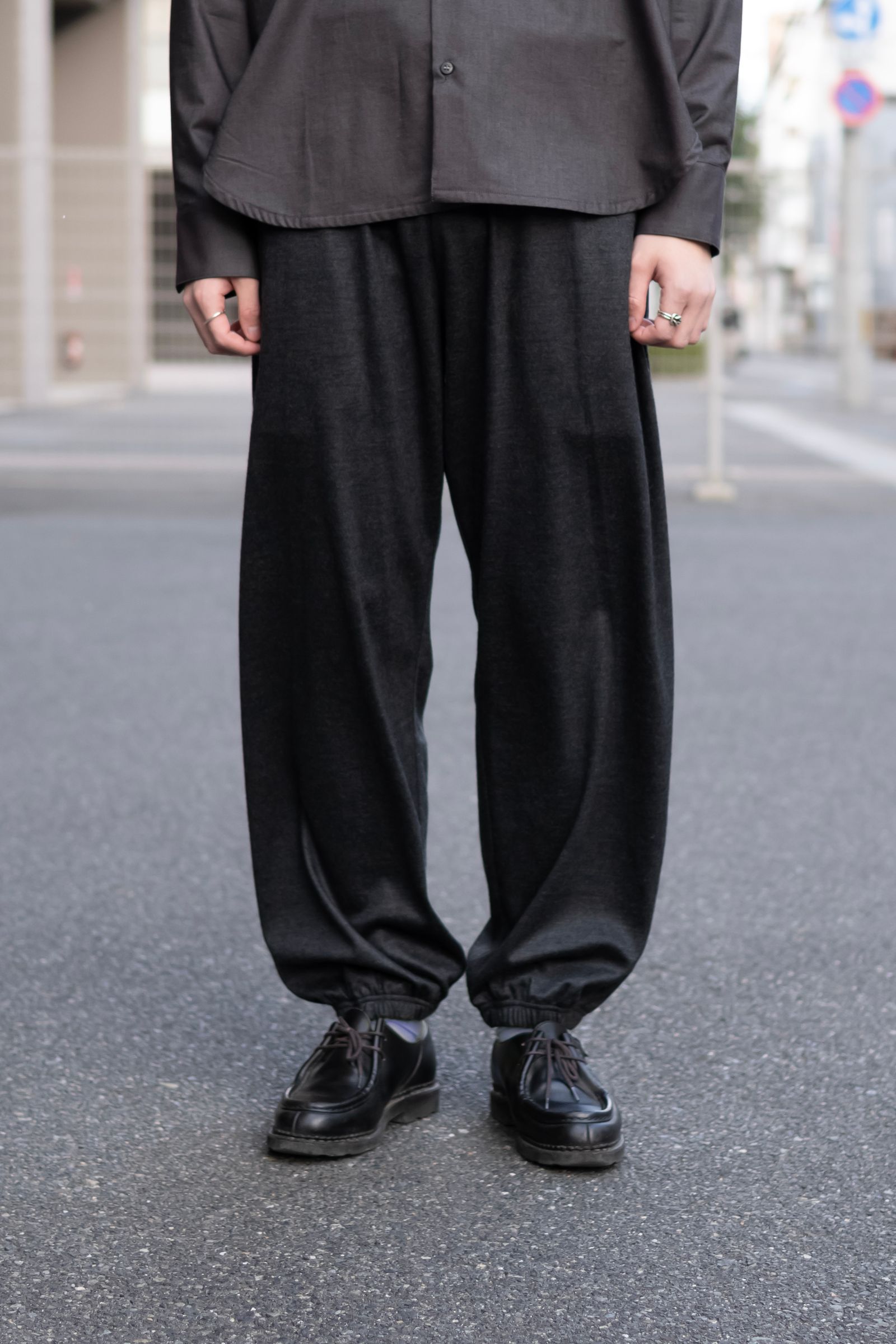 Italian jersey wide pants / gray