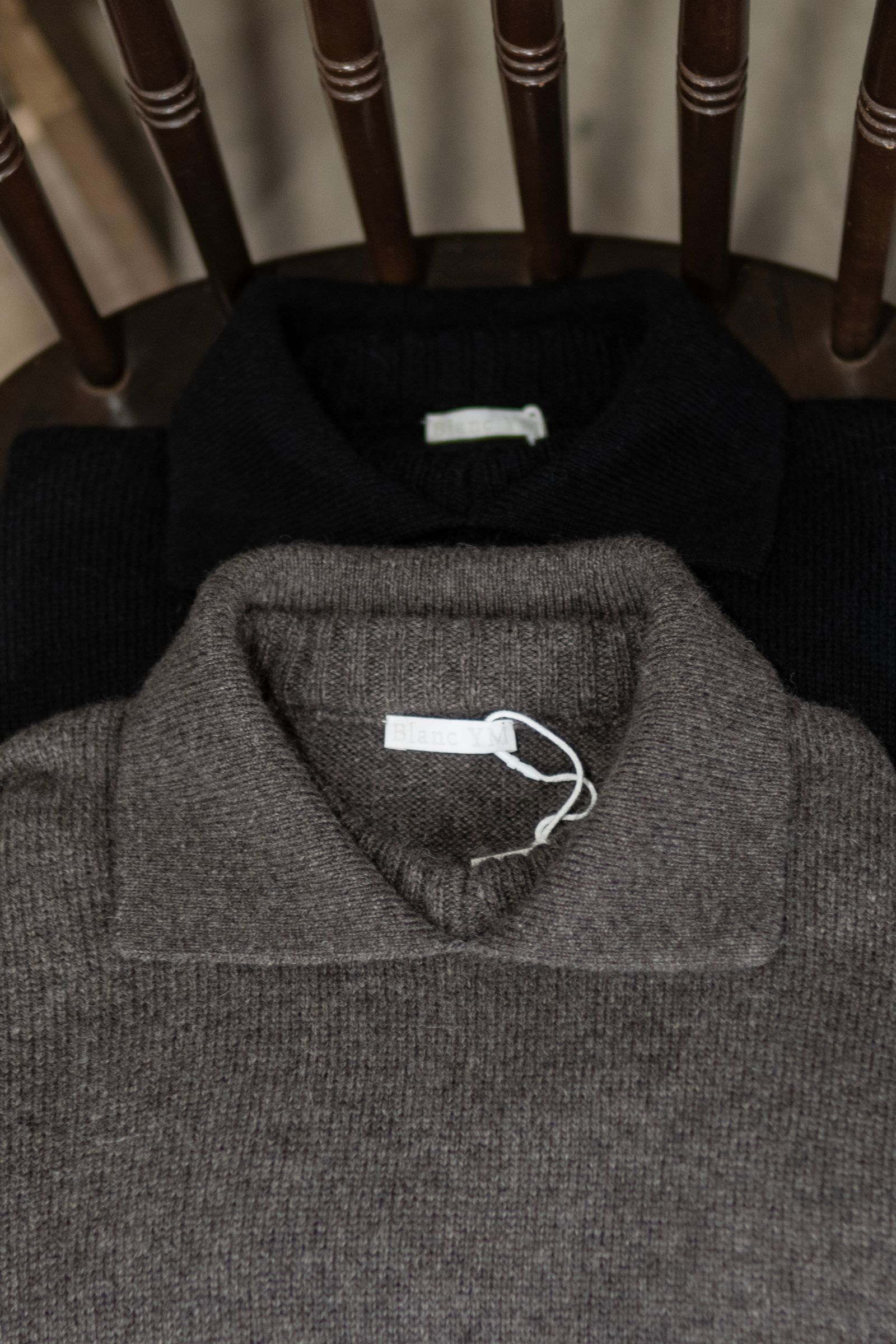 ALPACA POLO COLLAR KNIT SHIRT / BROWN