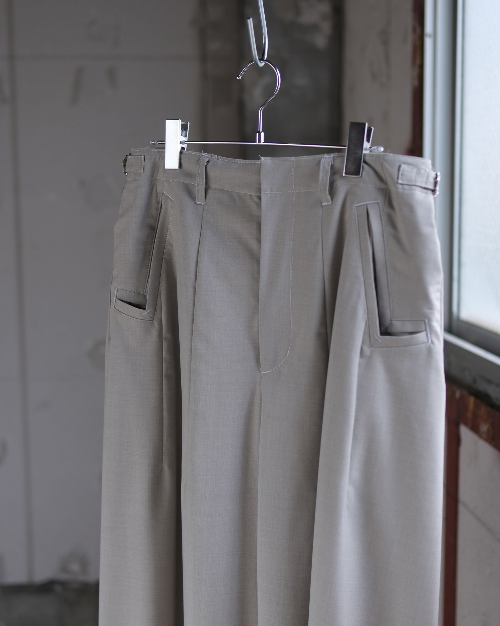 “Washable Super120’s” WIDE CEREMONY “MC” TROUSERS / Gray