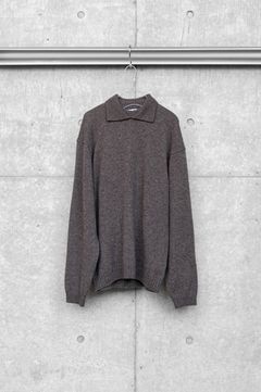 ALPACA POLO COLLAR KNIT SHIRT / BROWN