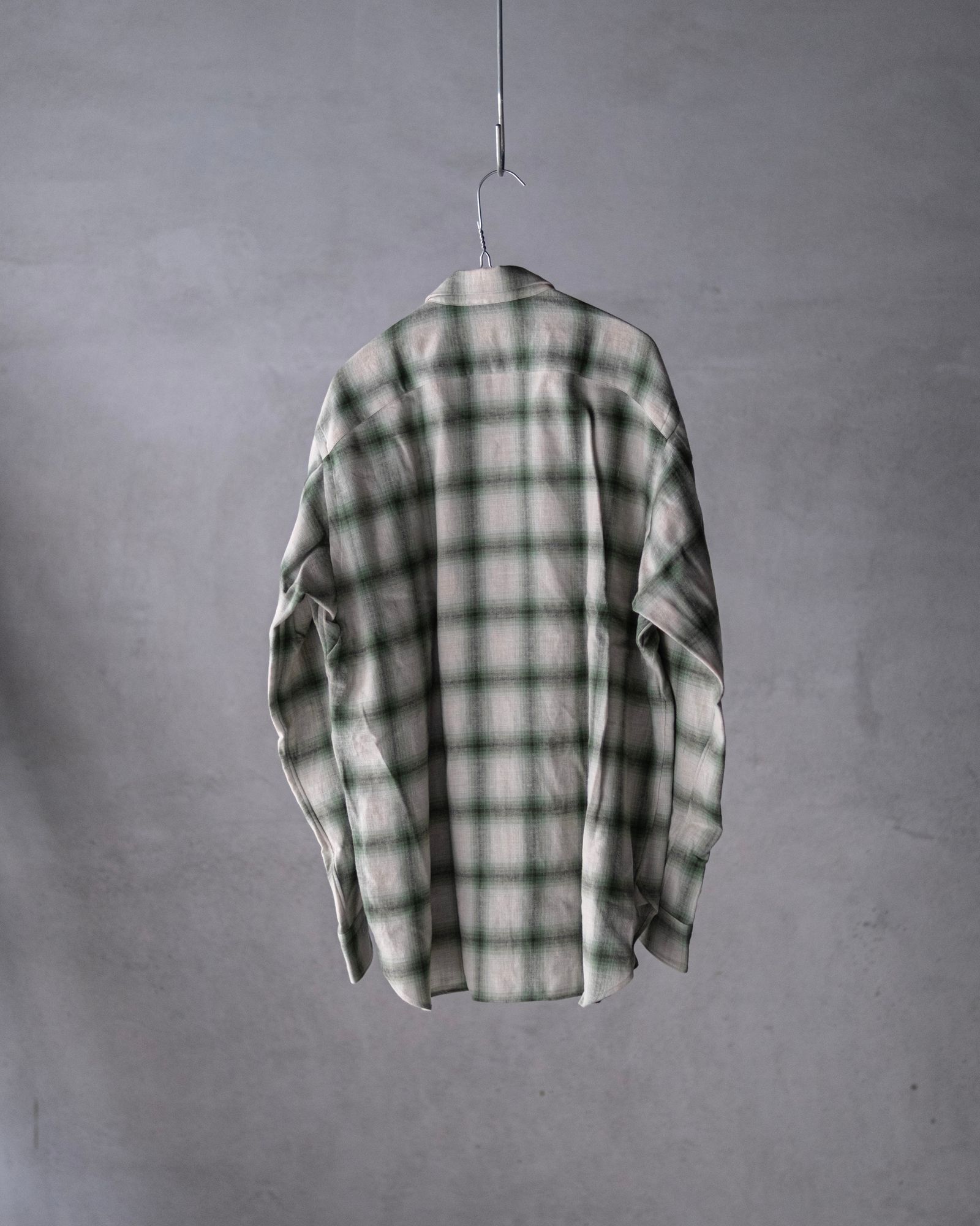 OPEN COLLAR SHIRT / GREEN OMBRE CHECK