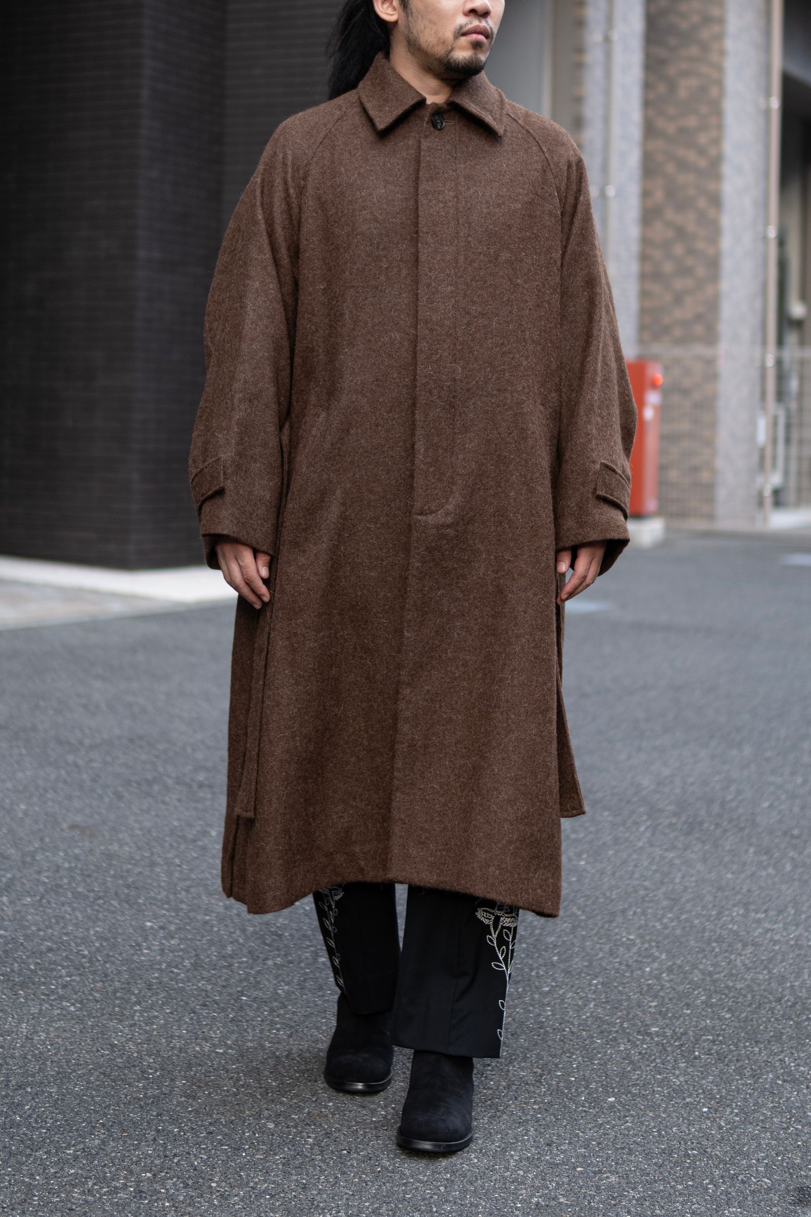 ALPACA OVERSIZE BALMACAN COAT / Natural Brown