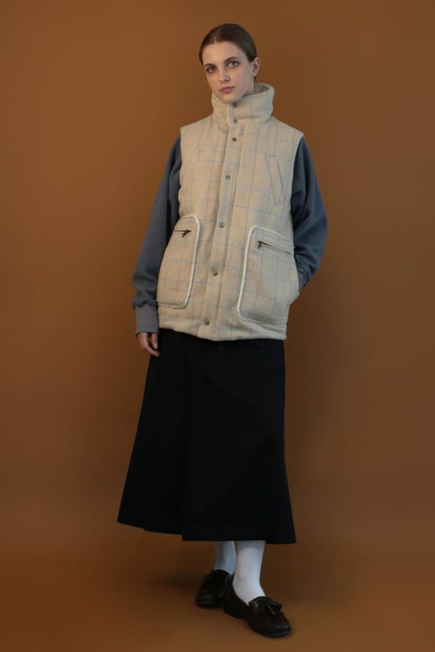 TWEED DOWN VEST / HERRINGBONE OVERPANE
