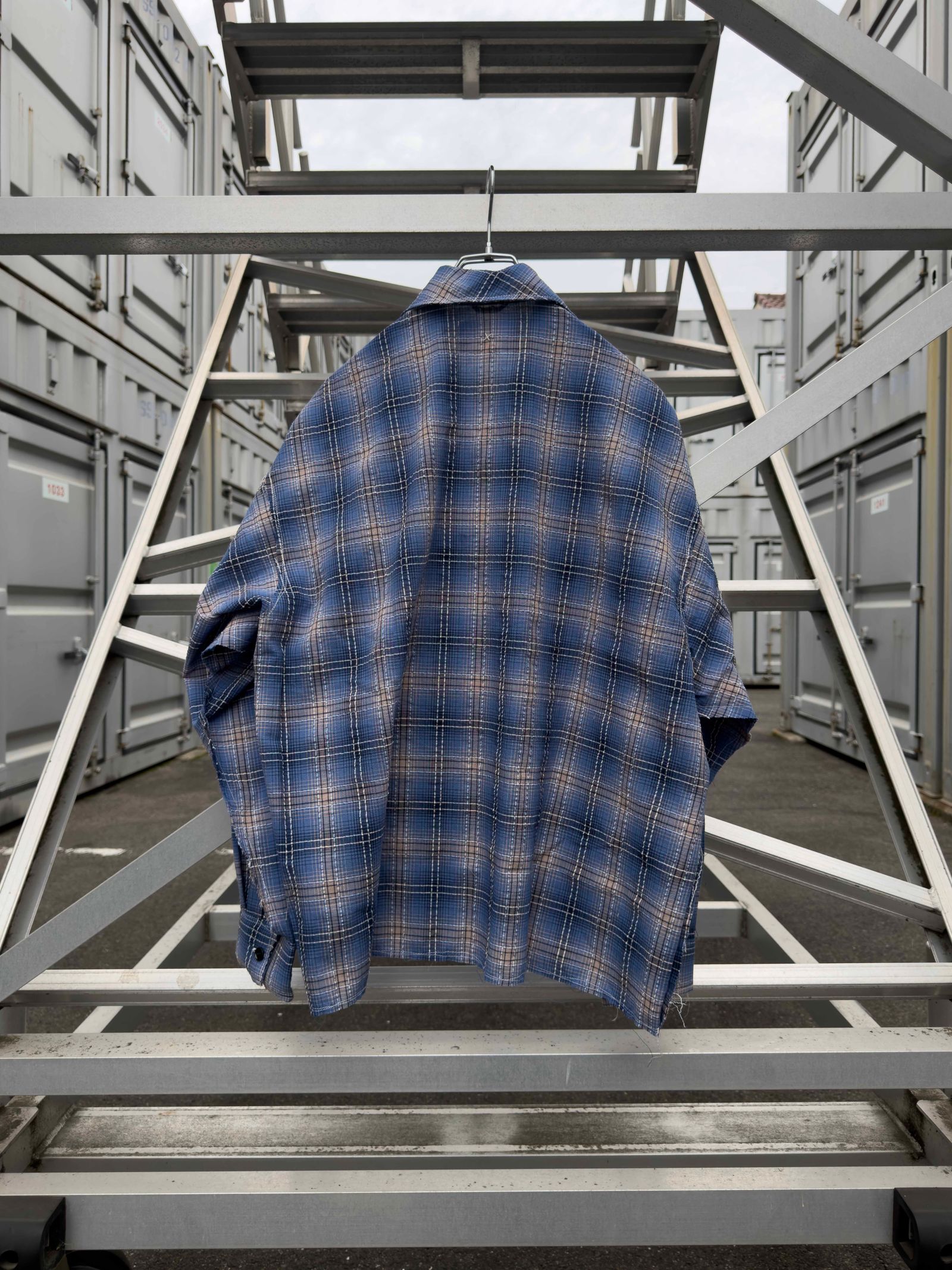 Organic Code Seersucker Check 50s Craftsman Shirt / Blue