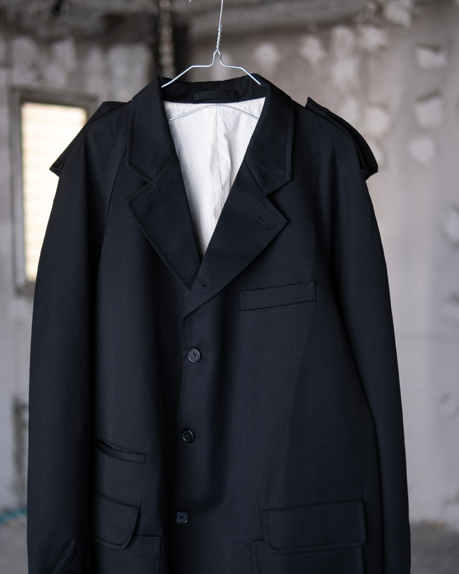 Raglan Long Jacket / Black
