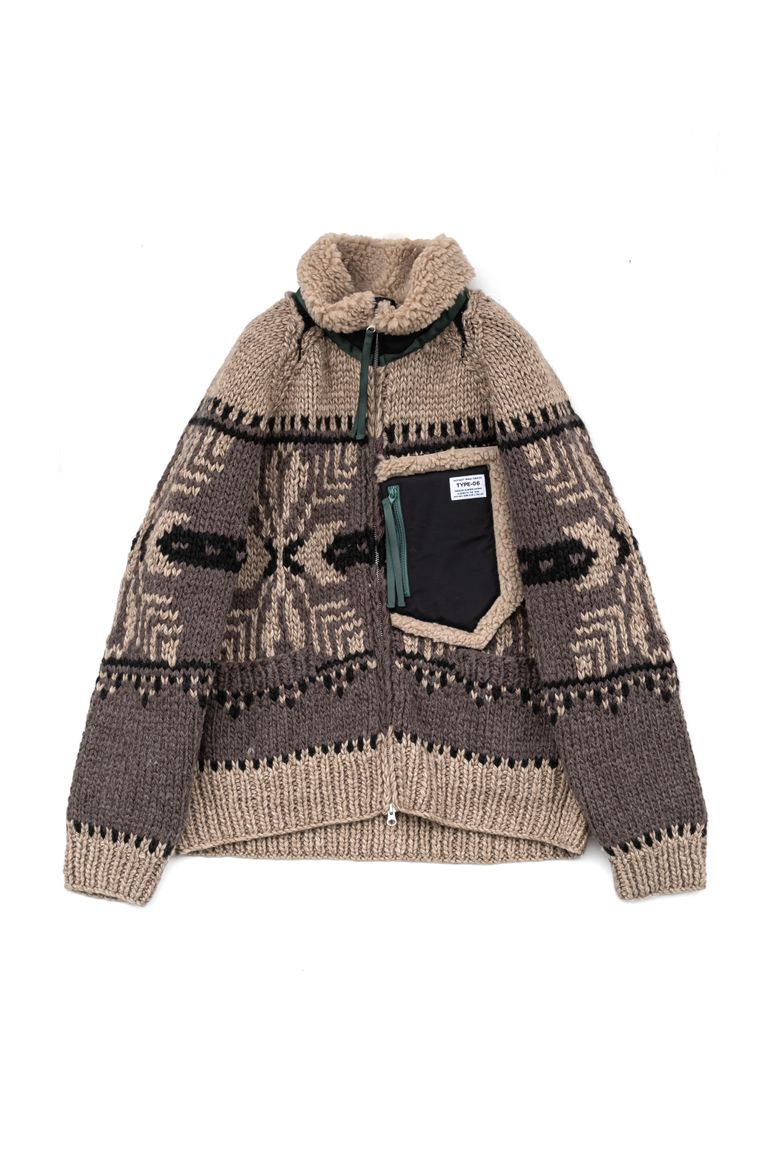 elephant TRIBAL fabrics - HYBRID COWICHAN BLOUSON / BEIGE  