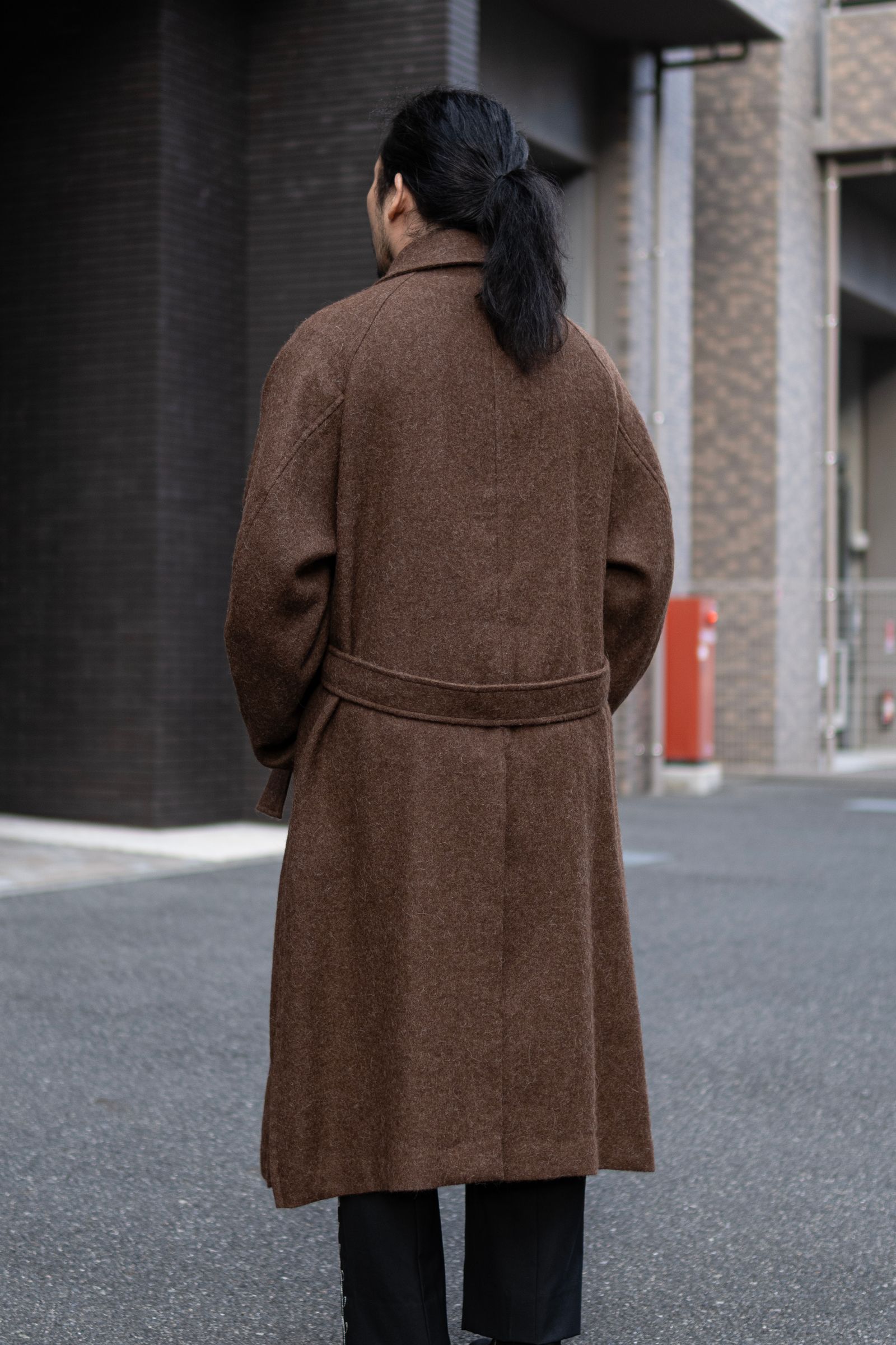 ALPACA OVERSIZE BALMACAN COAT / Natural Brown