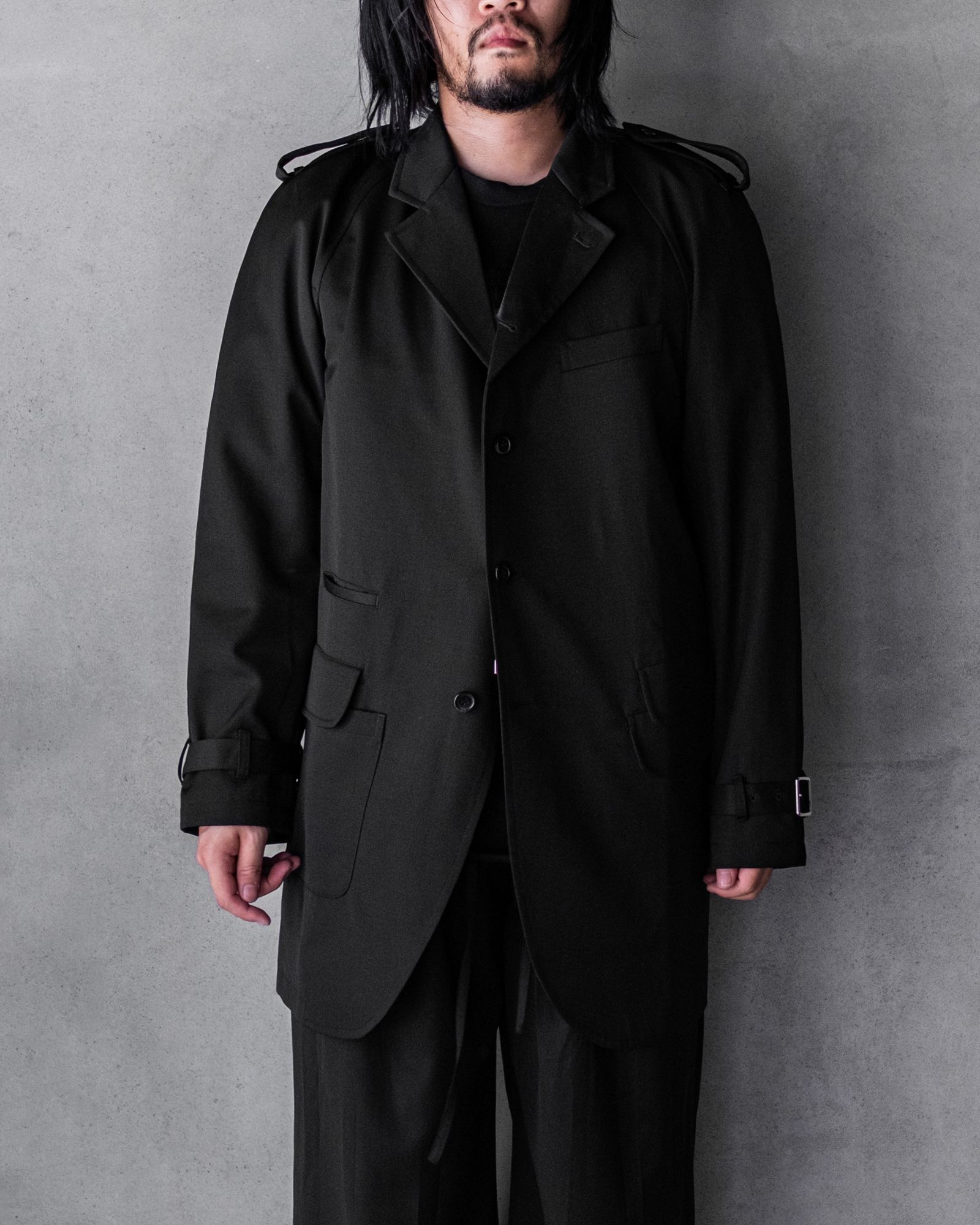 Raglan Long Jacket / Black