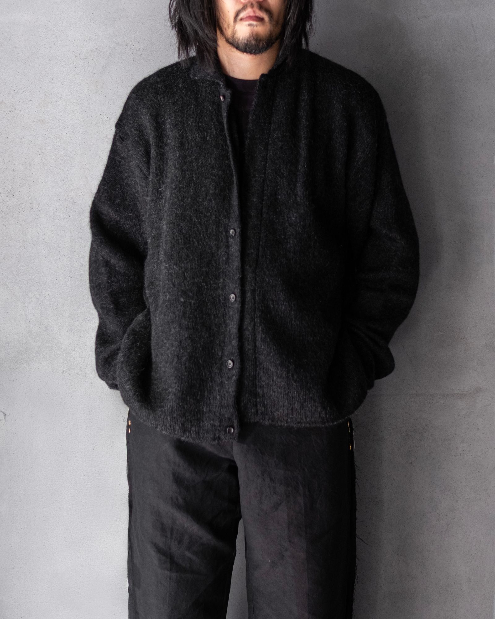 Kid Mohair Knit Shirts / Black