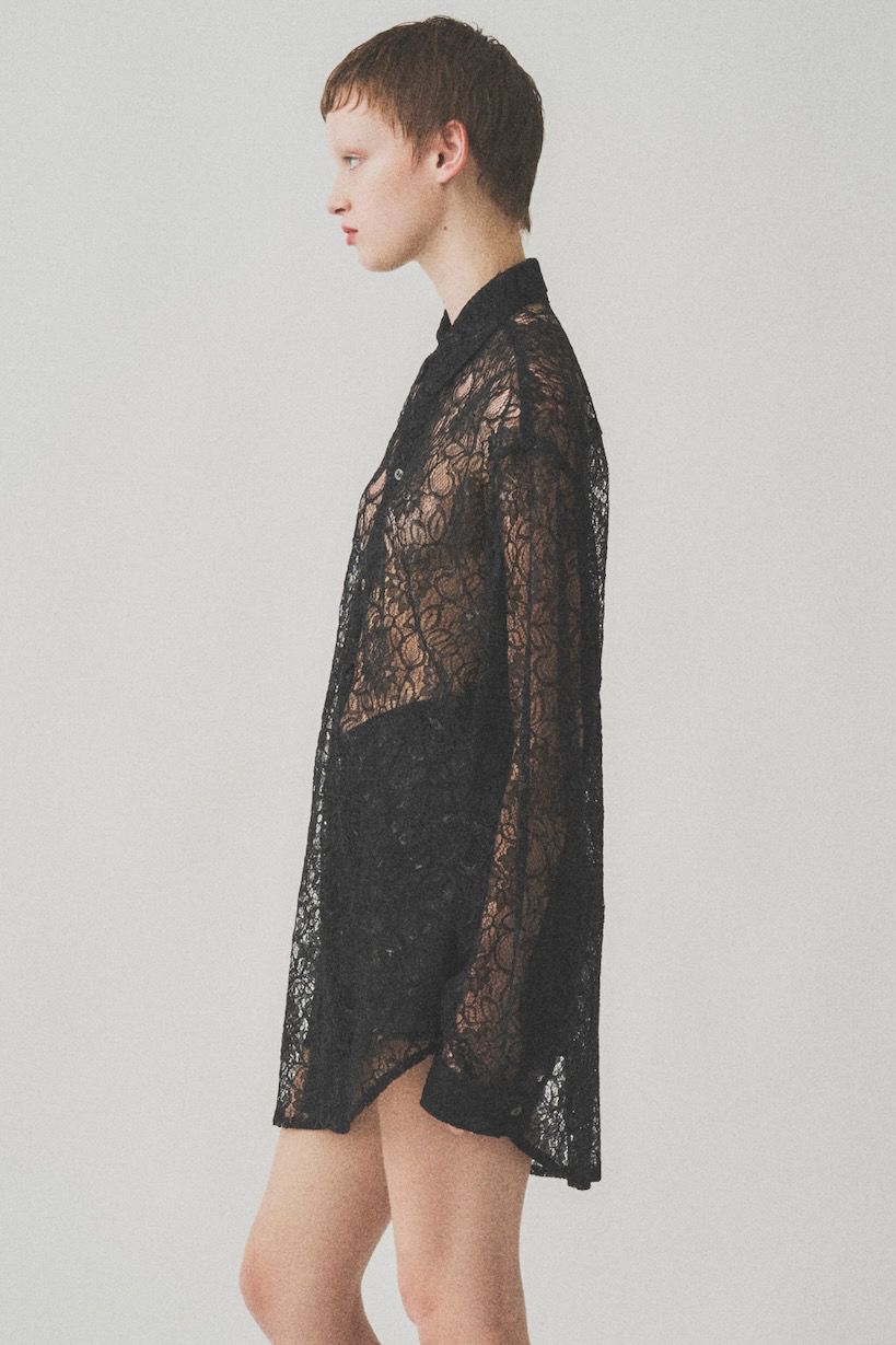 GLITTER LACE L/S SHIRT / BLACK