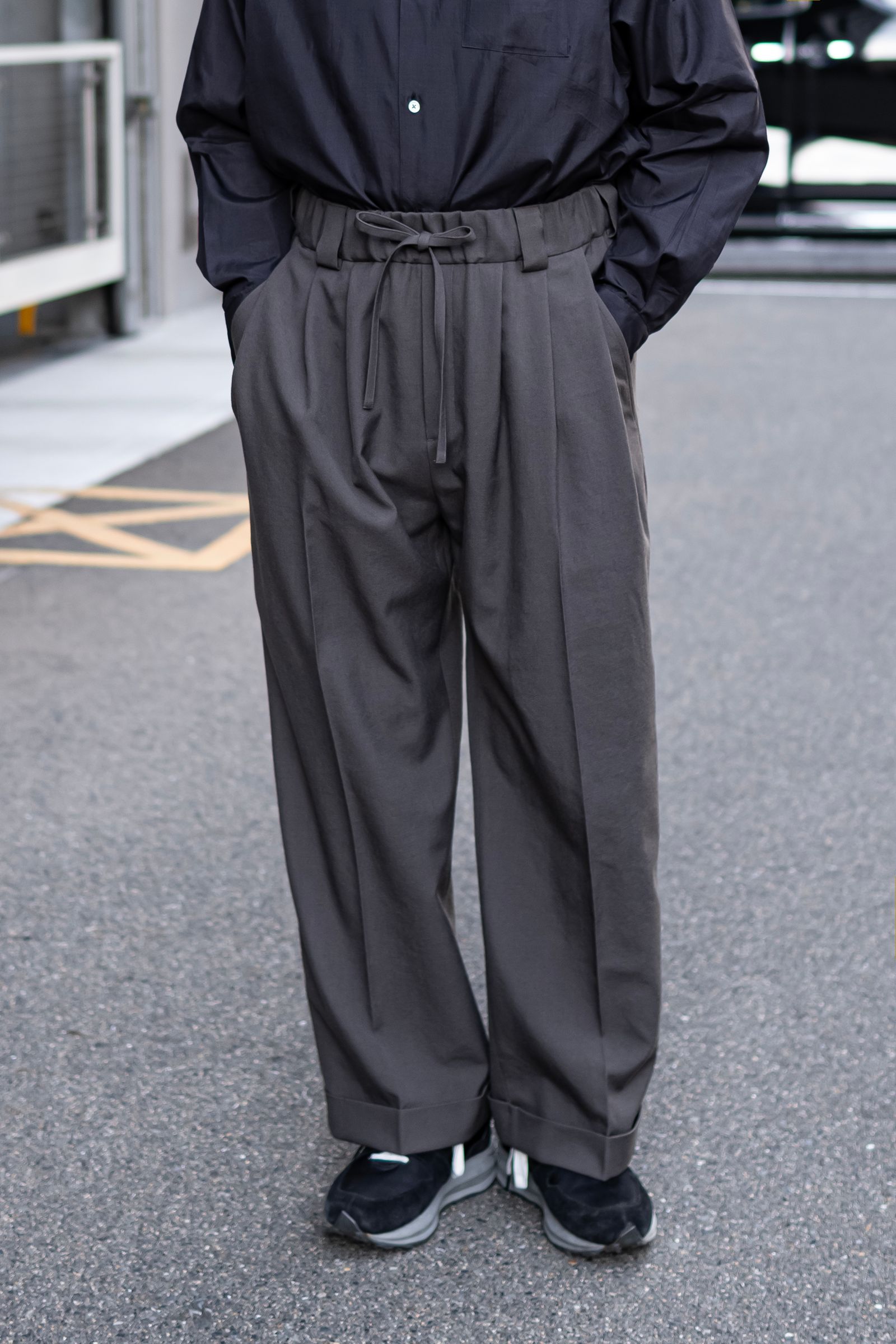 Blanc YM - Wide easy trousers / Gray | Retikle Online Store