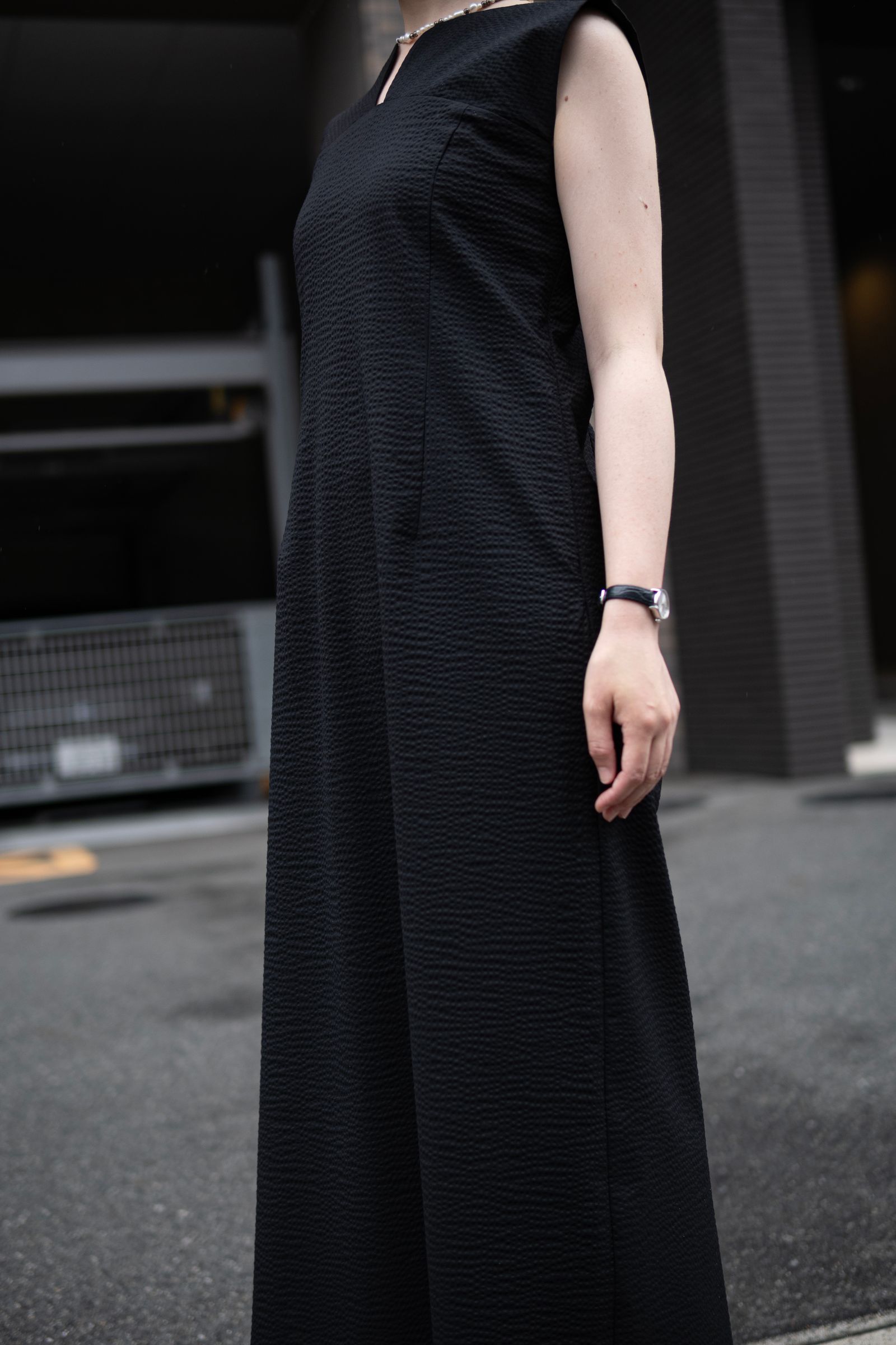 Seersucker Dress / Black