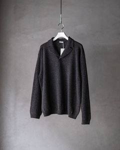 Wool Open Collar Knit Shirts / Gray