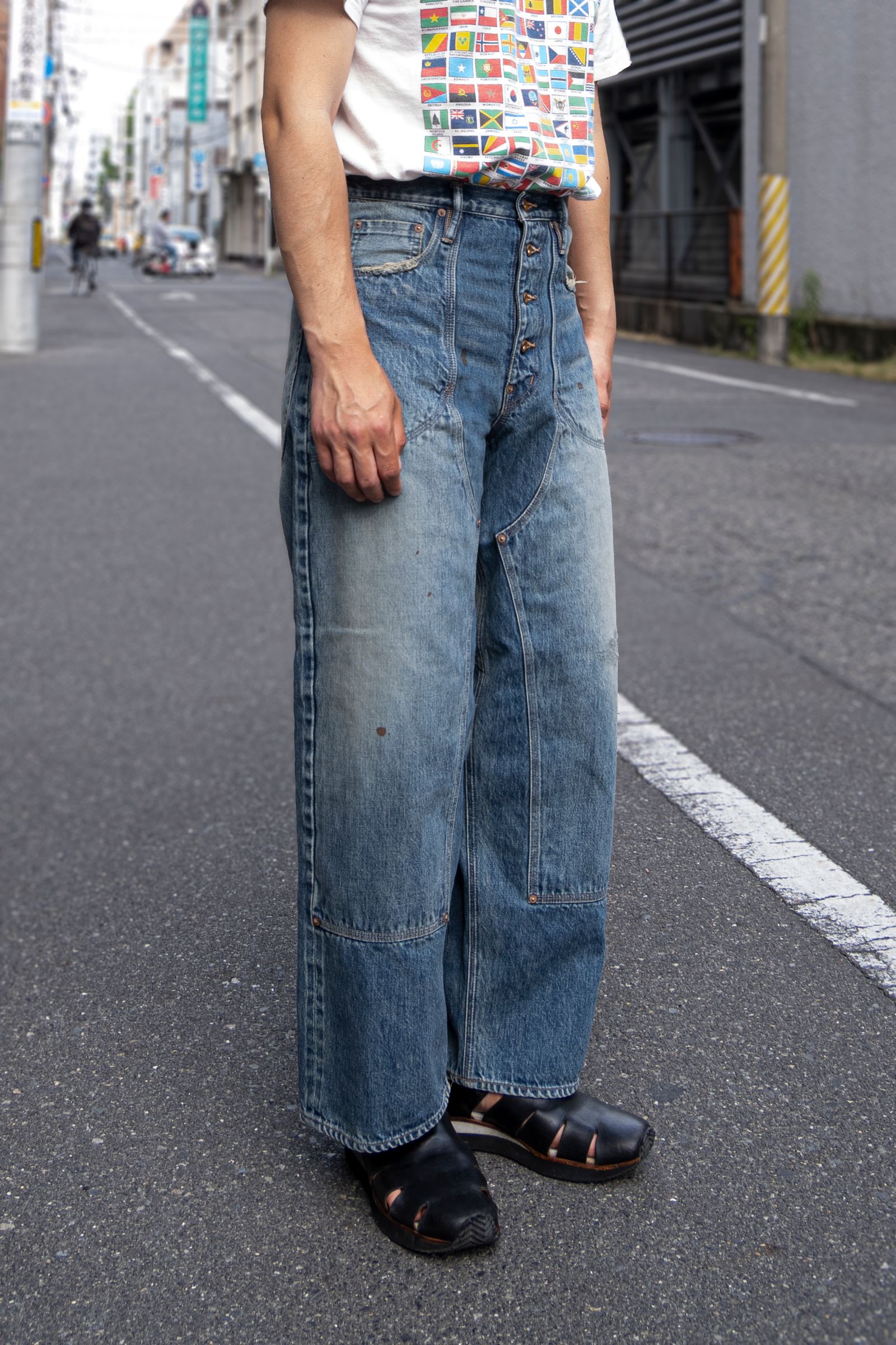 SUGARHILL - 【SUGARHILL×UNUSED】FADED DOUBLE KNEE DENIM PANTS 