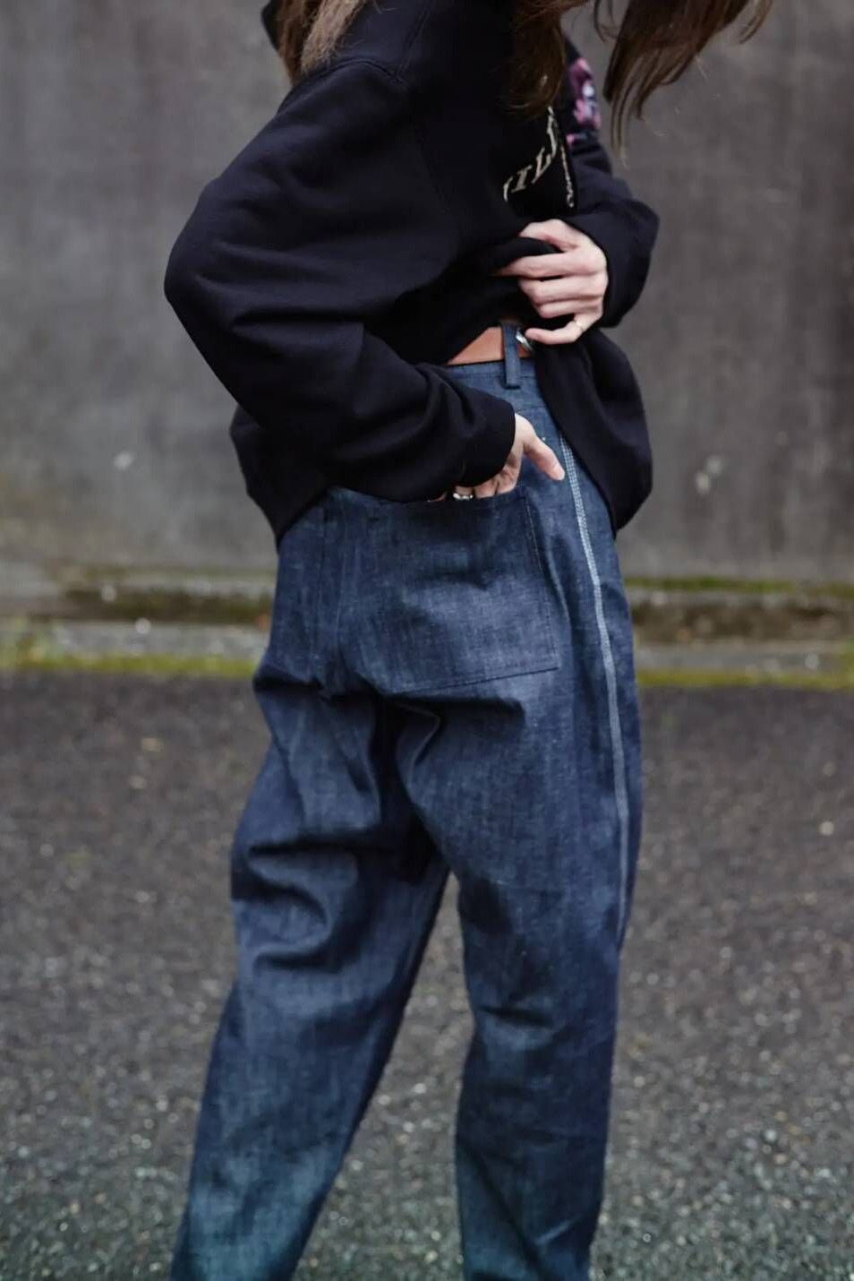 Three-d denim pants / indigo