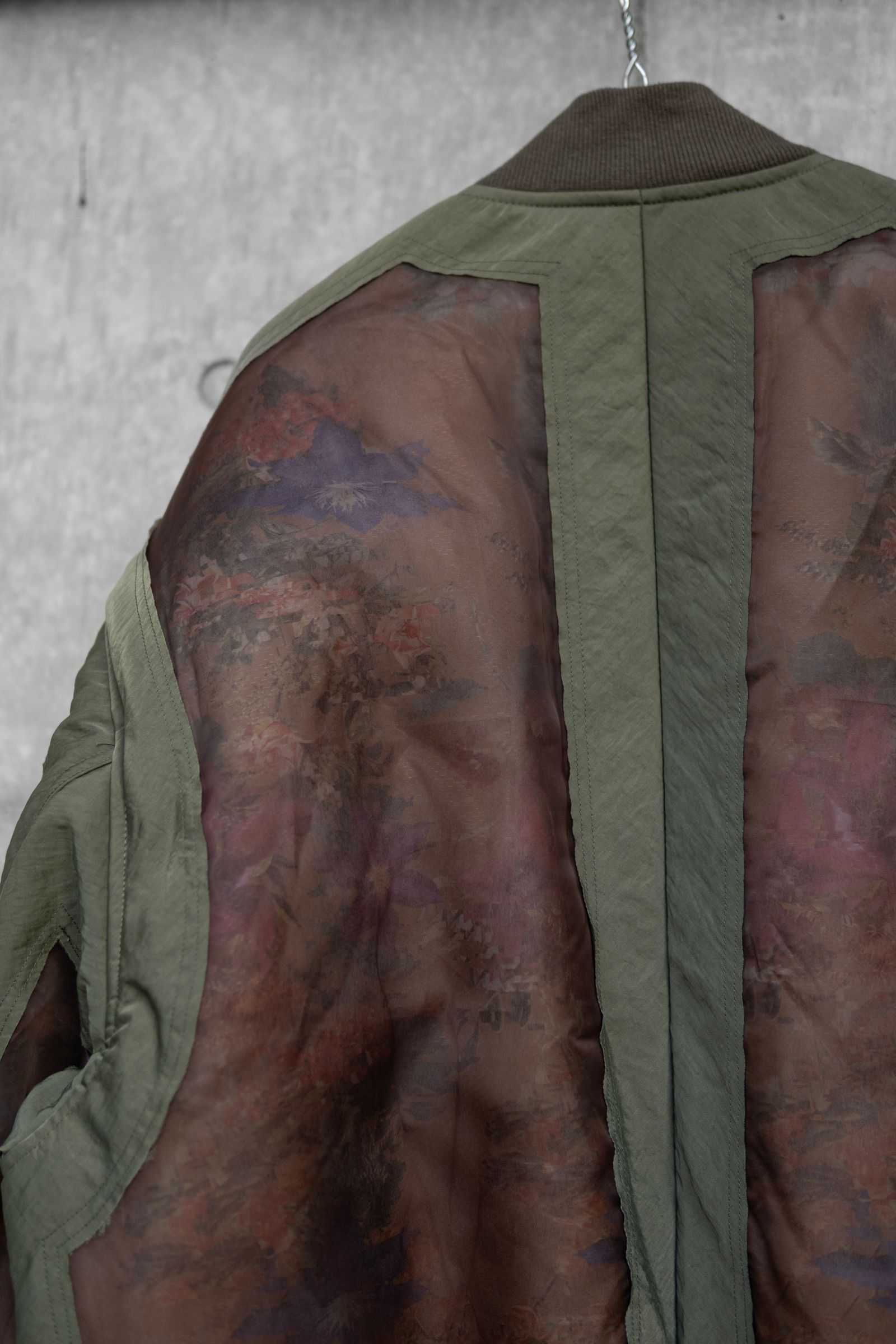 Floral printed sheer MA-1 / od
