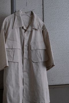 Polyester linen half sleeve Jungle Fatigue PK Shirt / kinari