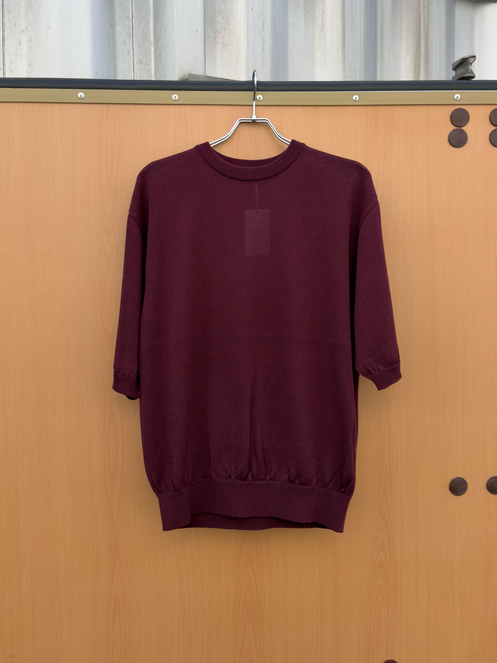 Wide knit T-Shirt / Burgundy