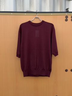 Wide knit T-Shirt / Burgundy