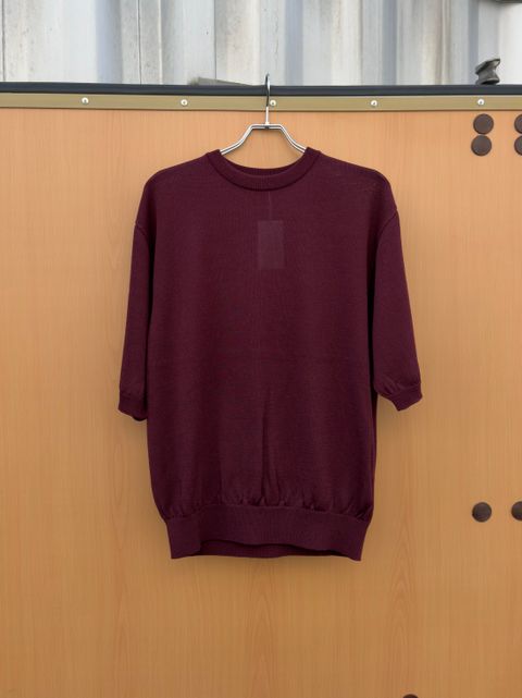 Wide knit T-Shirt / Burgundy
