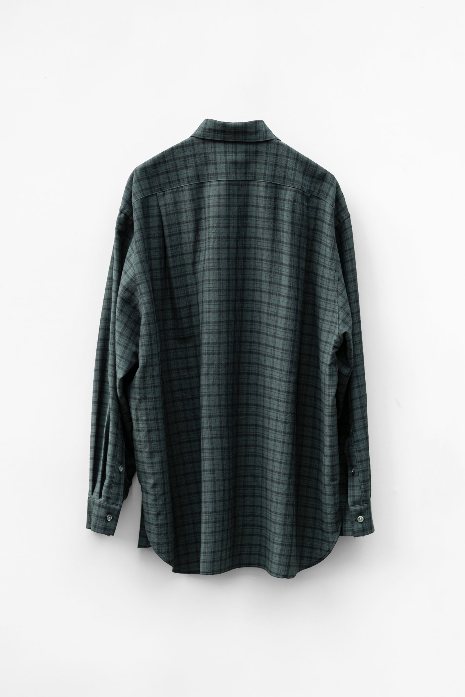 Blanc YM - Plaid Wide Shirt / Green | Retikle Online Store
