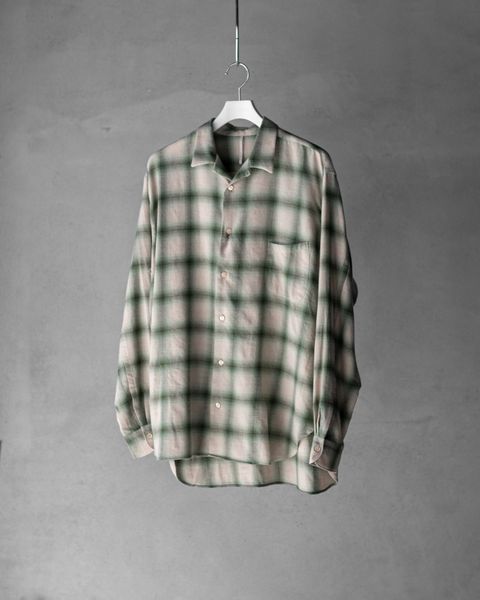 OPEN COLLAR SHIRT / GREEN OMBRE CHECK