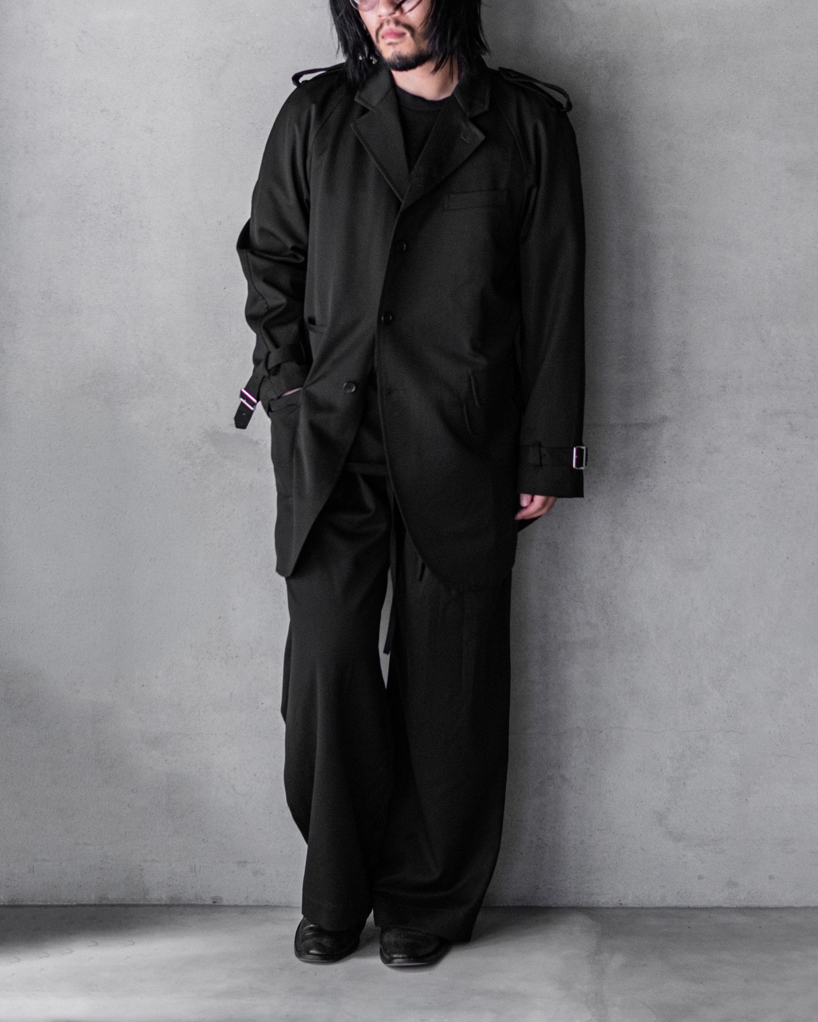 3-Tuck Wide Slacks / Black