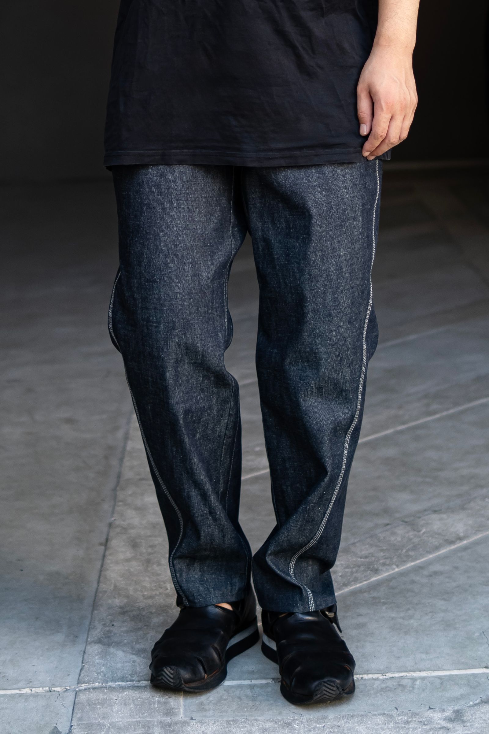 Three-d denim pants / indigo