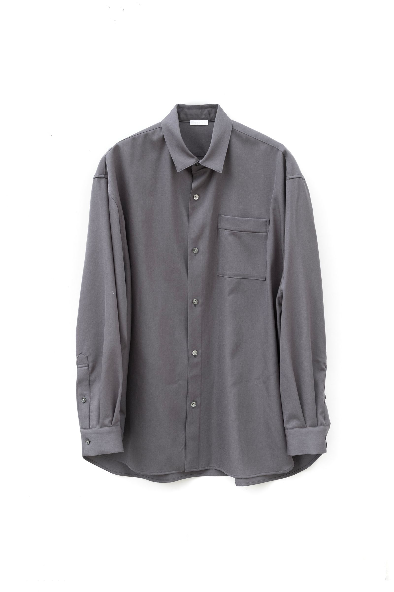 Blanc YM - Wool Gabardine Wide Shirt / Comet Gray | Retikle Online Store