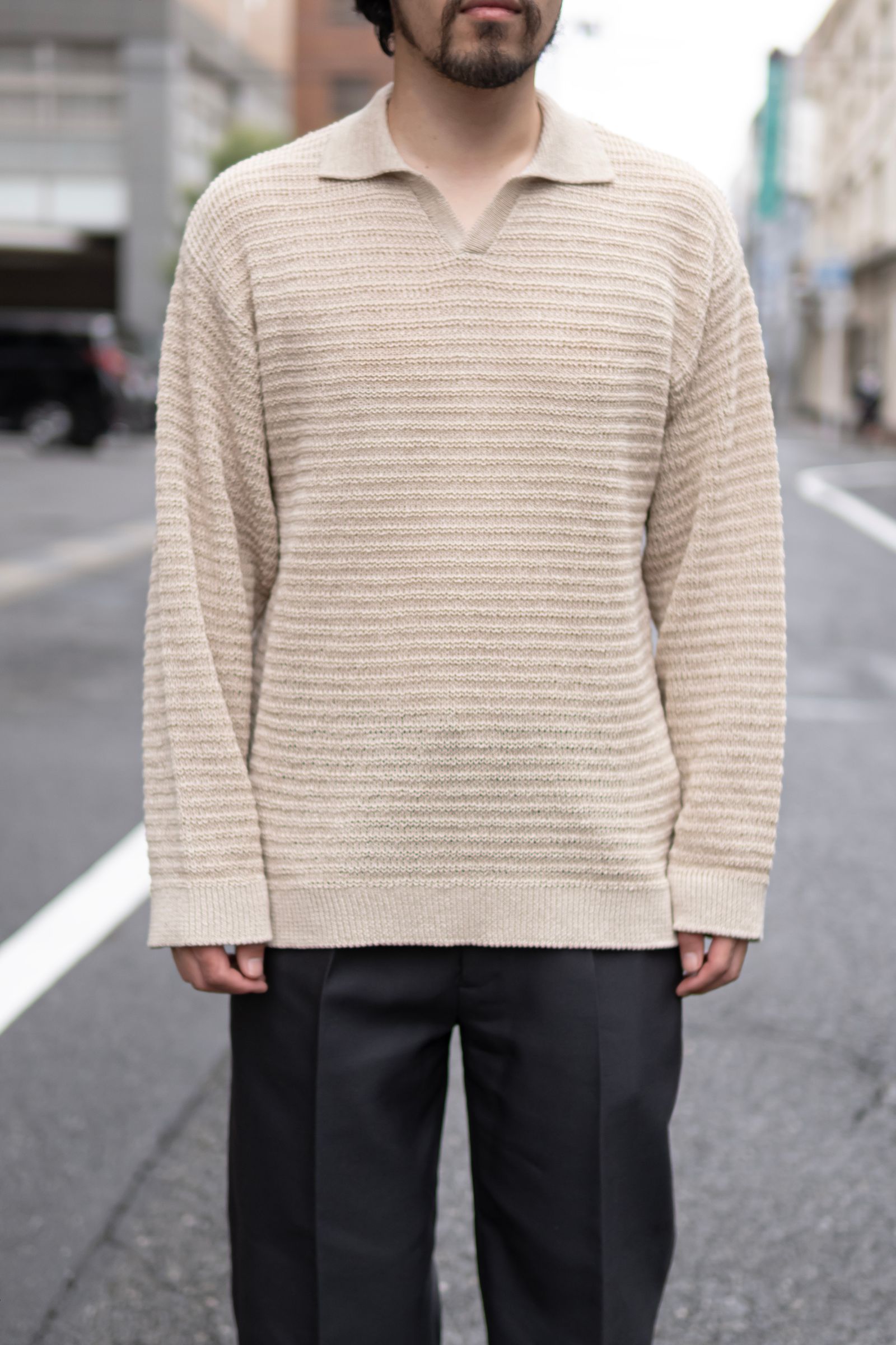 Blanc YM - Skipper Knit Shirt / Beige | Retikle Online Store