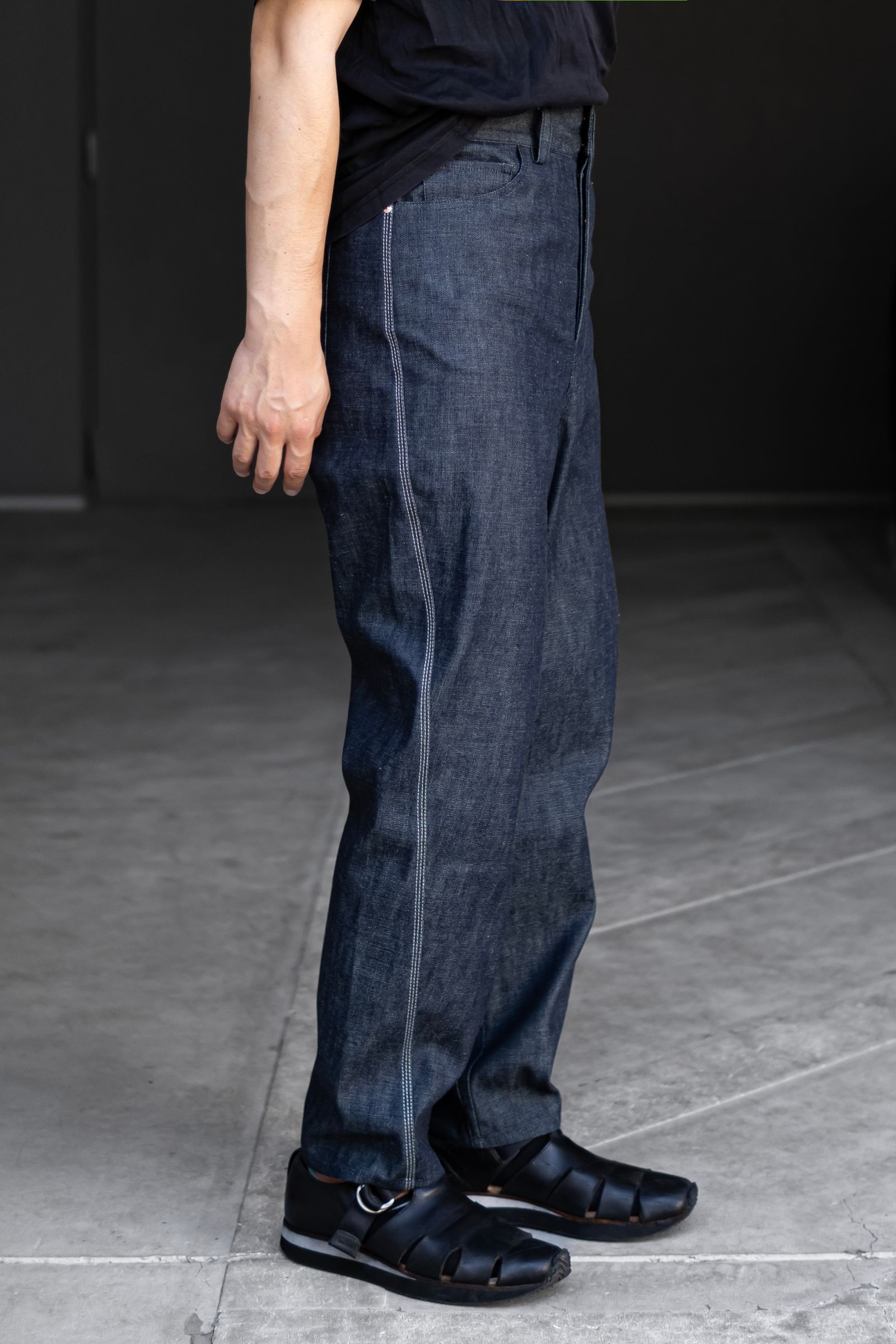 Three-d denim pants / indigo