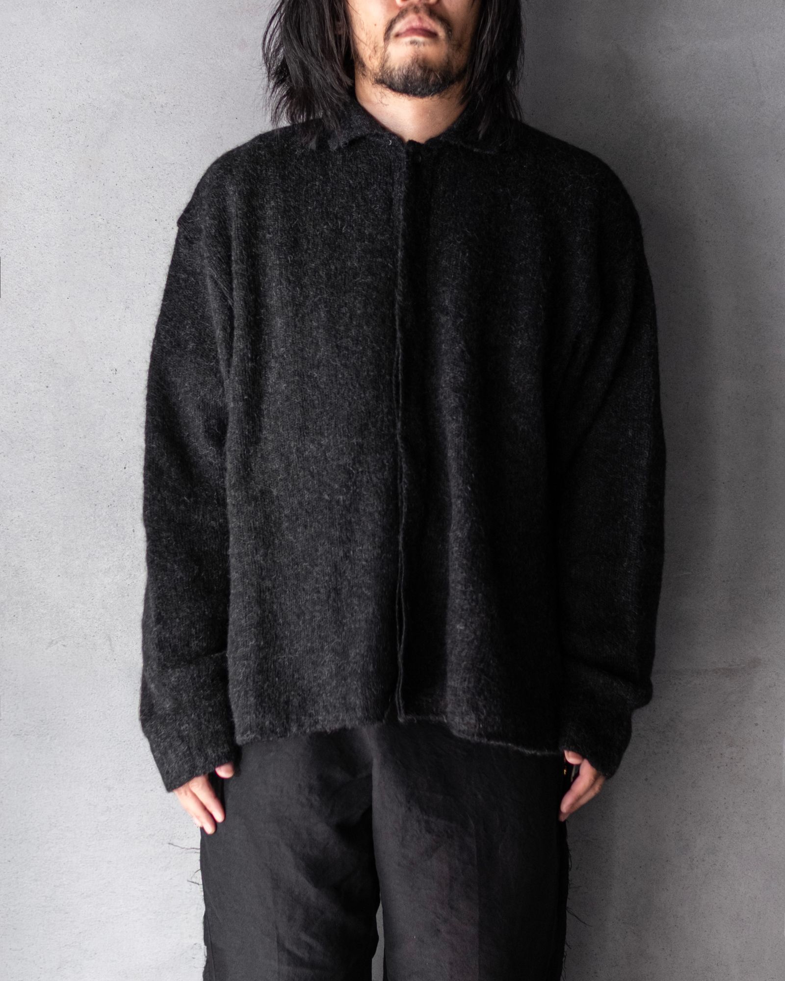 Kid Mohair Knit Shirts / Black