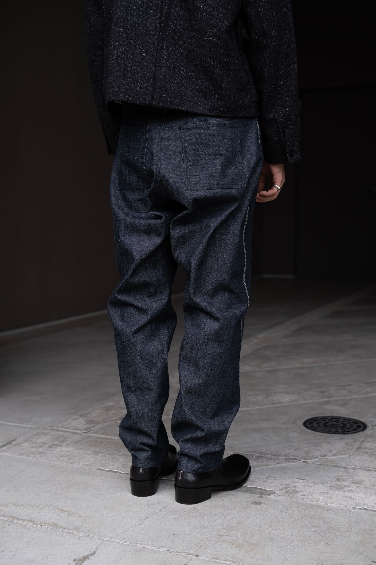Three-d denim pants / indigo
