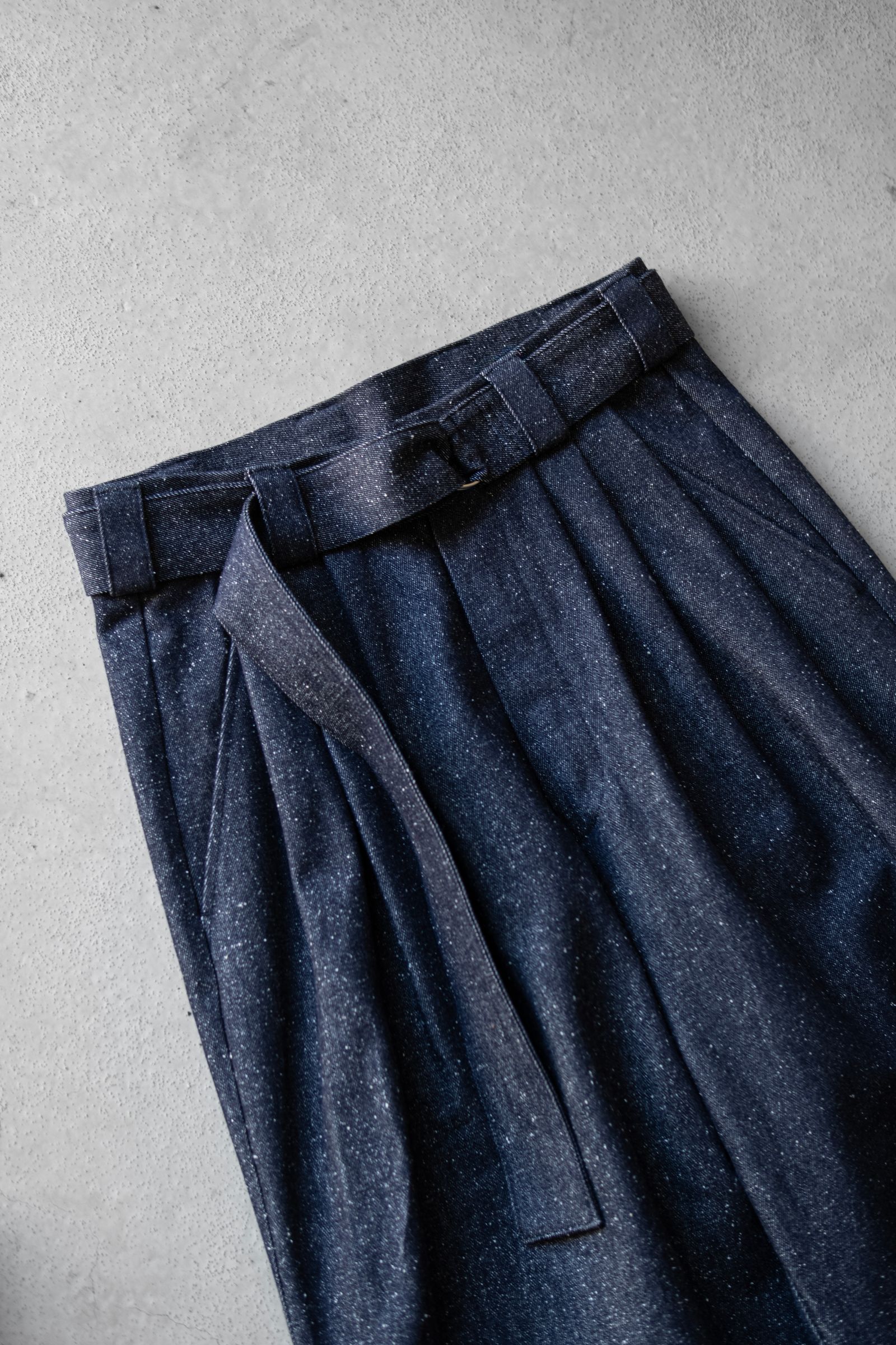 Silk Denim Wide Pants / Navy