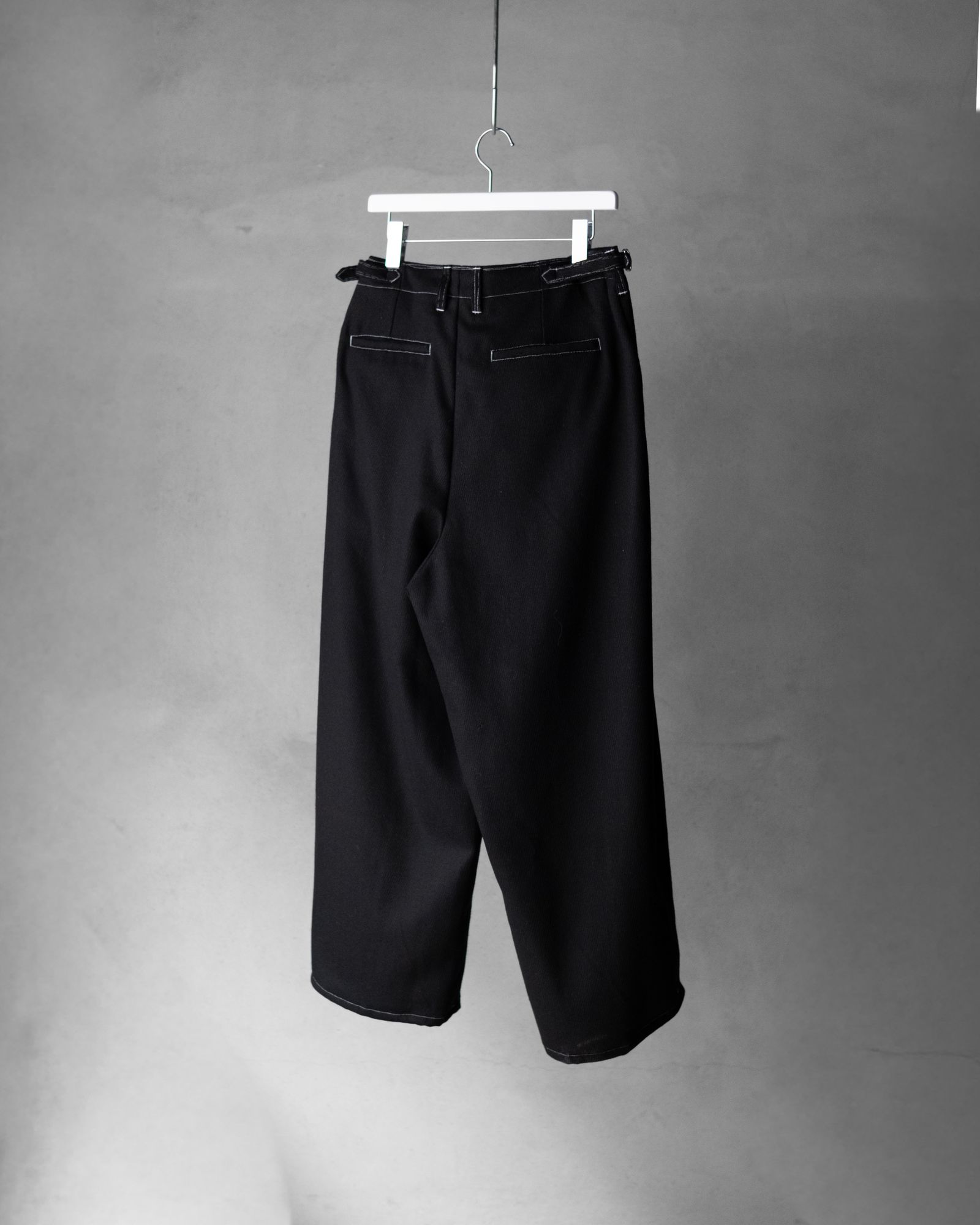 “WOOL CASHMERE”WIDE CEREMONY “MC” TROUSERS / Black