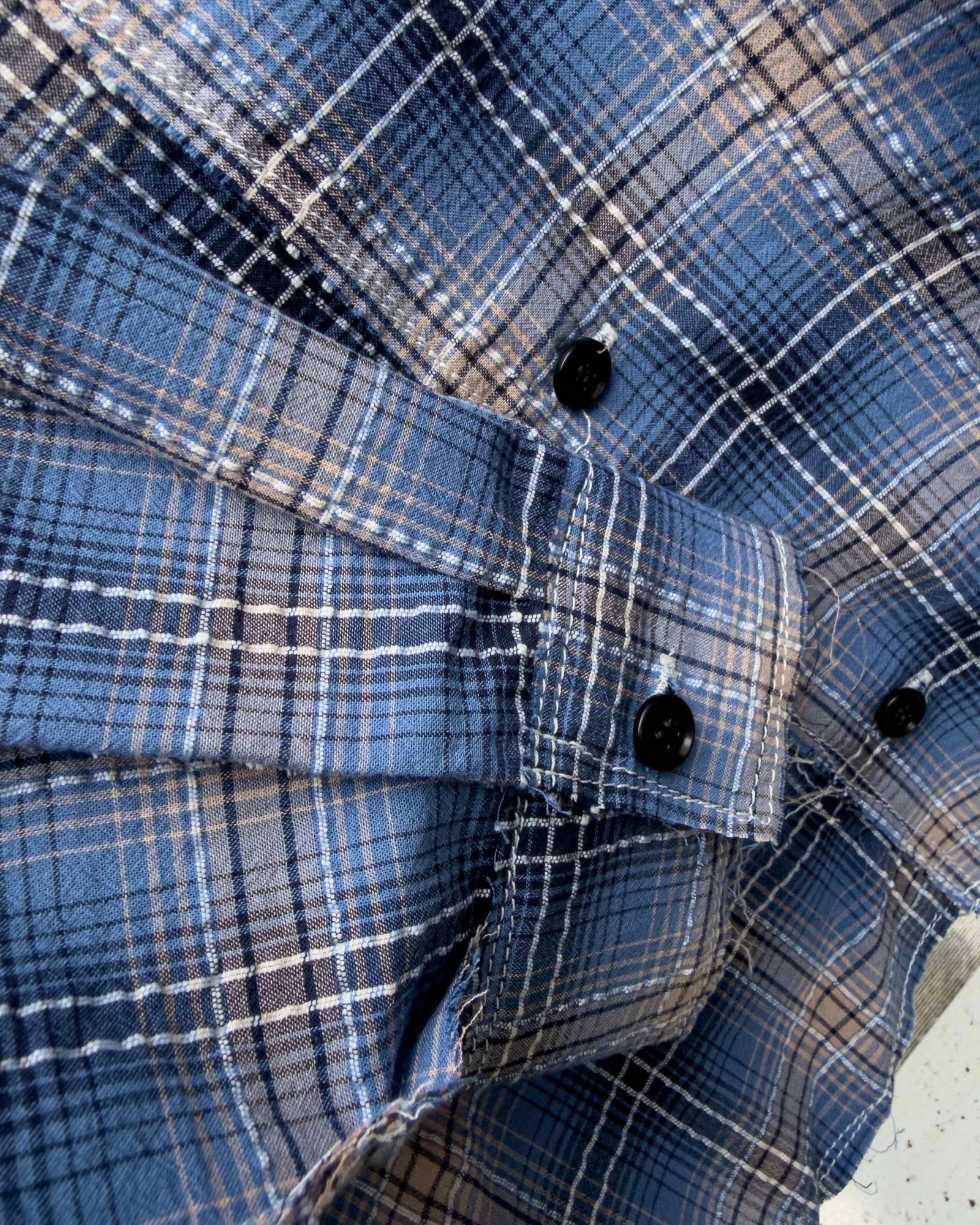 Organic Code Seersucker Check 50s Craftsman Shirt / Blue